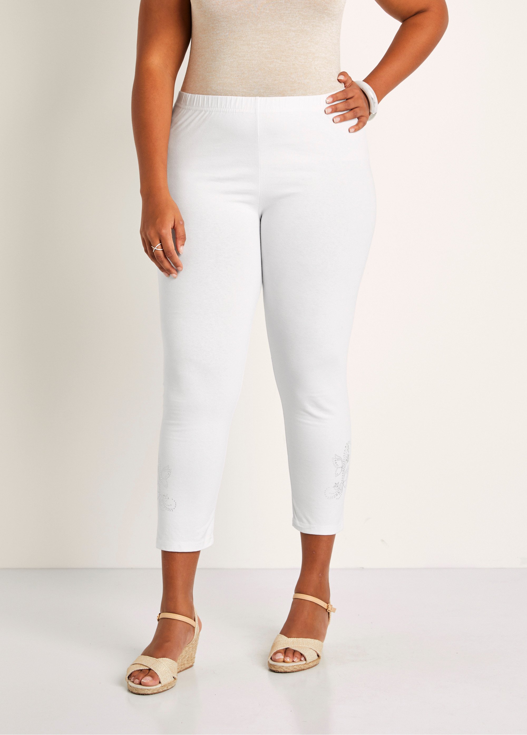Legging court uni ceinture élastiquée
