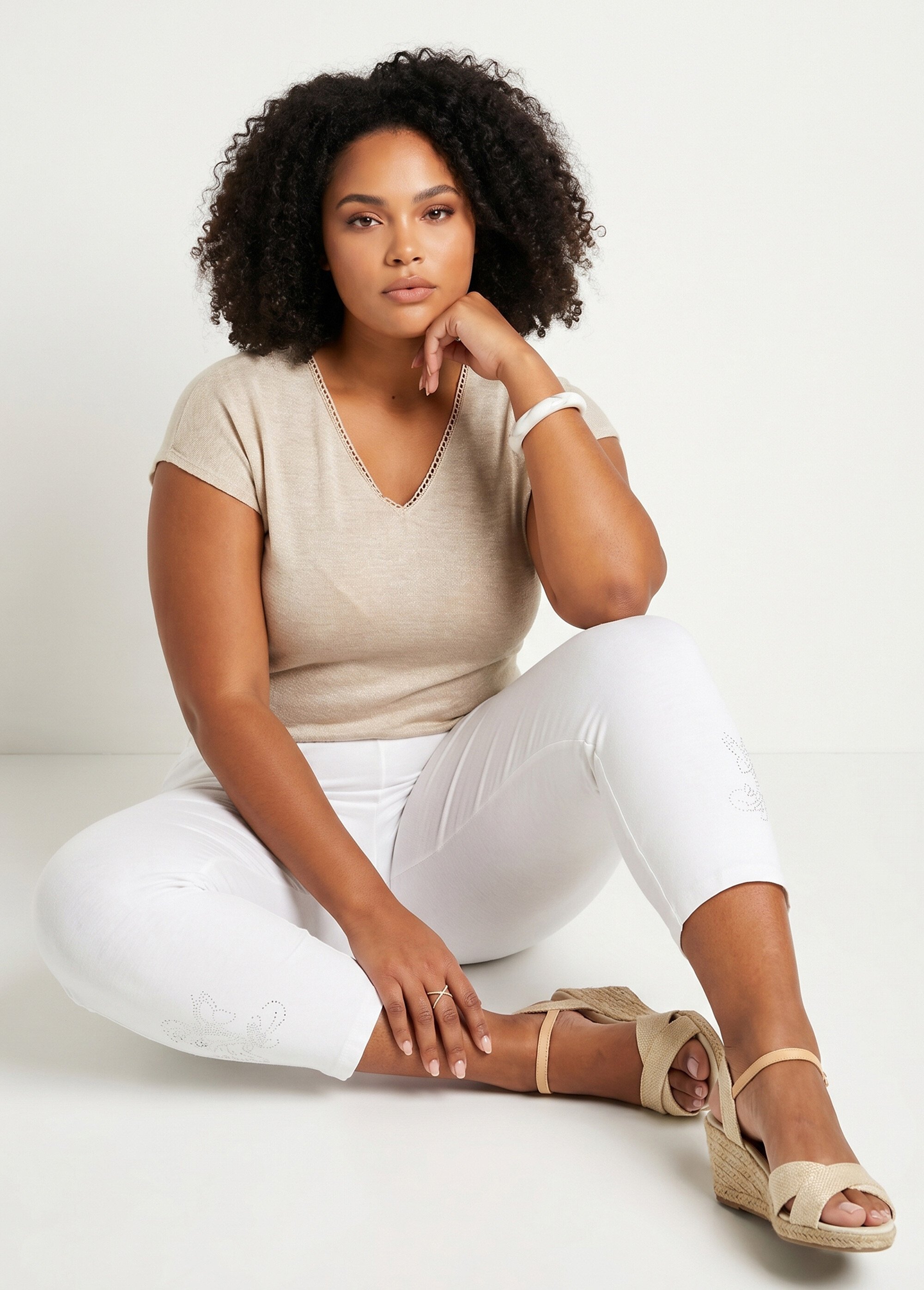 Legging court uni ceinture élastiquée