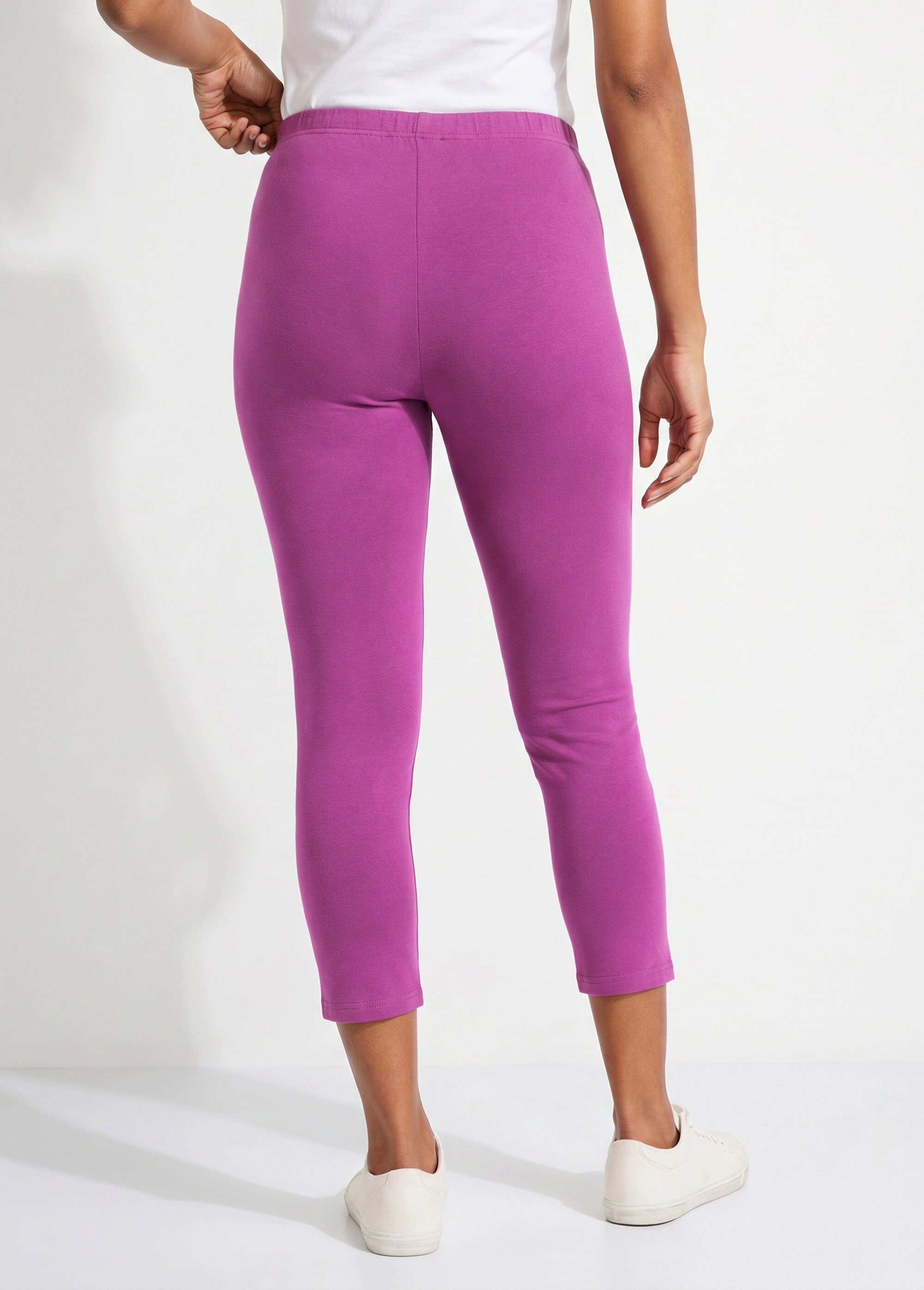 Legging court uni ceinture élastiquée Femme Rose NORMANDIE DO1
