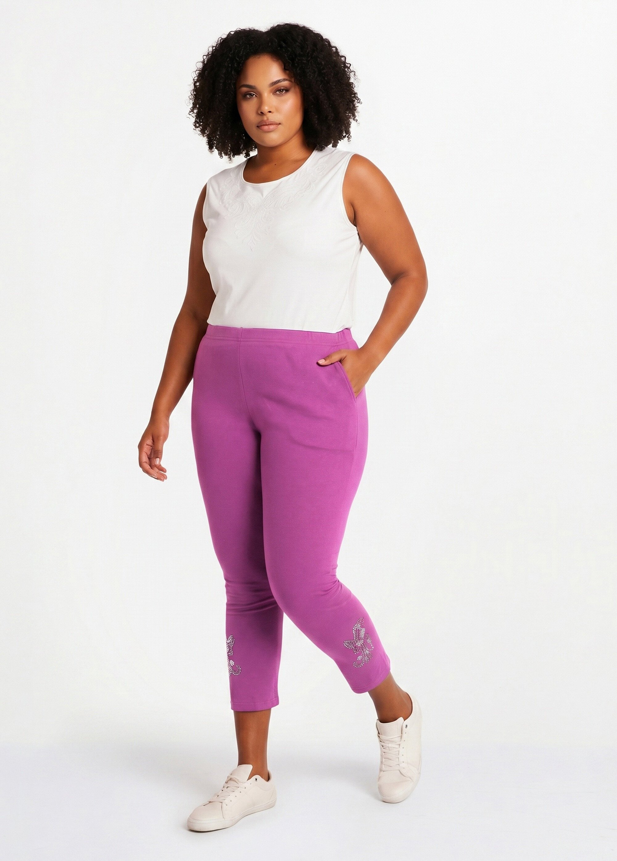 Legging court uni ceinture élastiquée