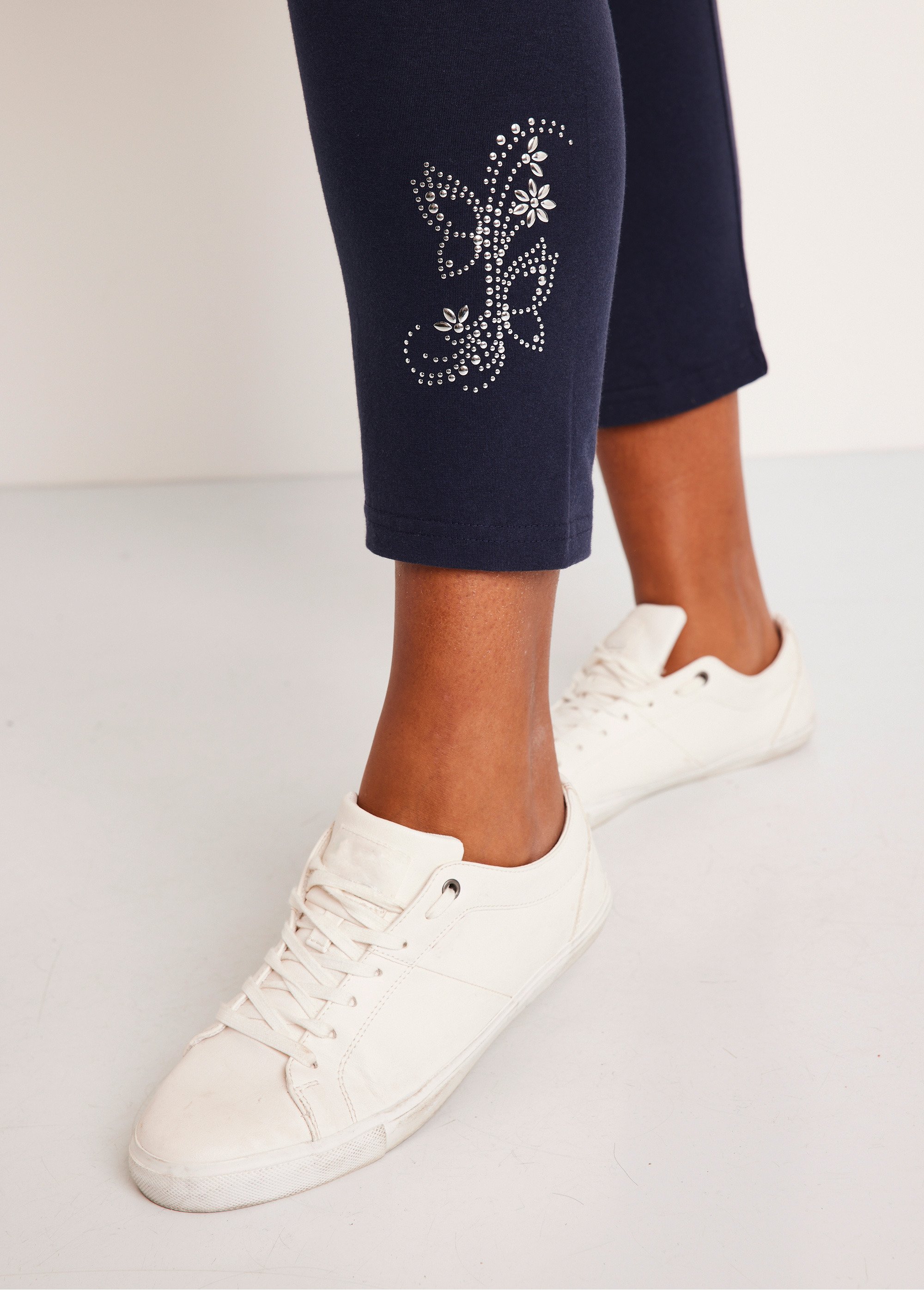 Legging court uni ceinture élastiquée