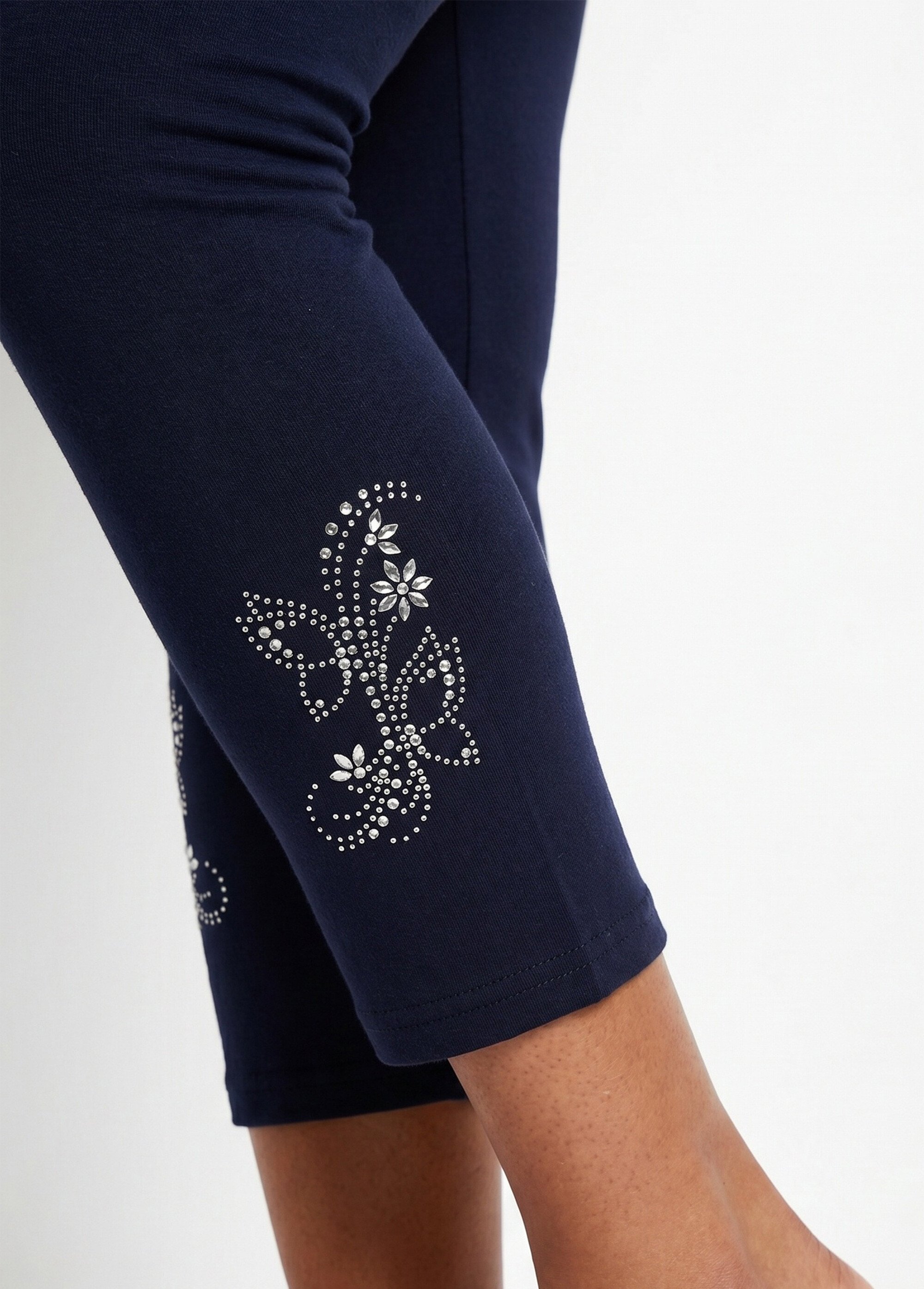 Legging court uni ceinture élastiquée Femme Bleu NORMANDIE DE1