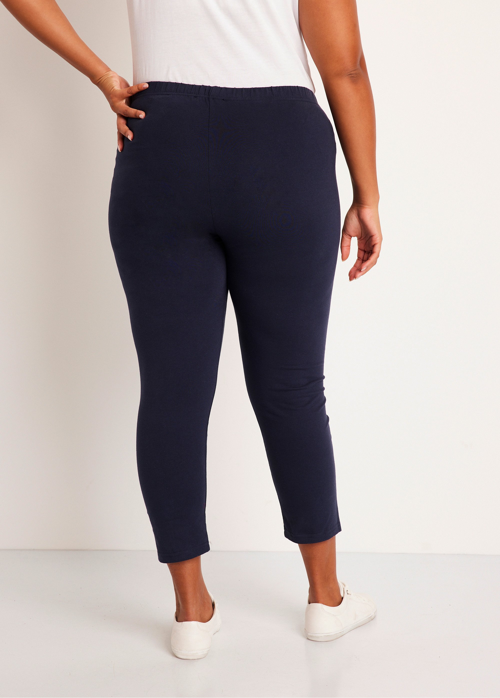 Legging court uni ceinture élastiquée