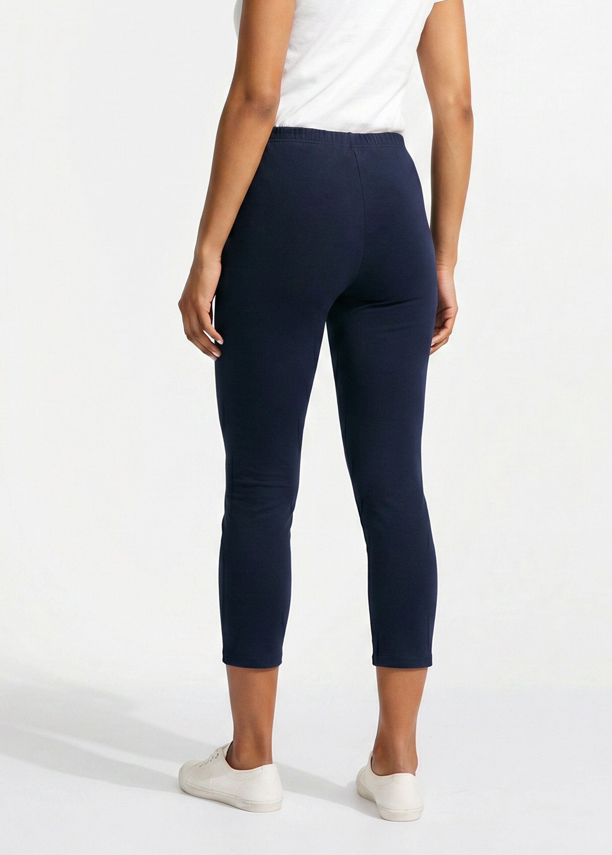 Legging court uni ceinture élastiquée