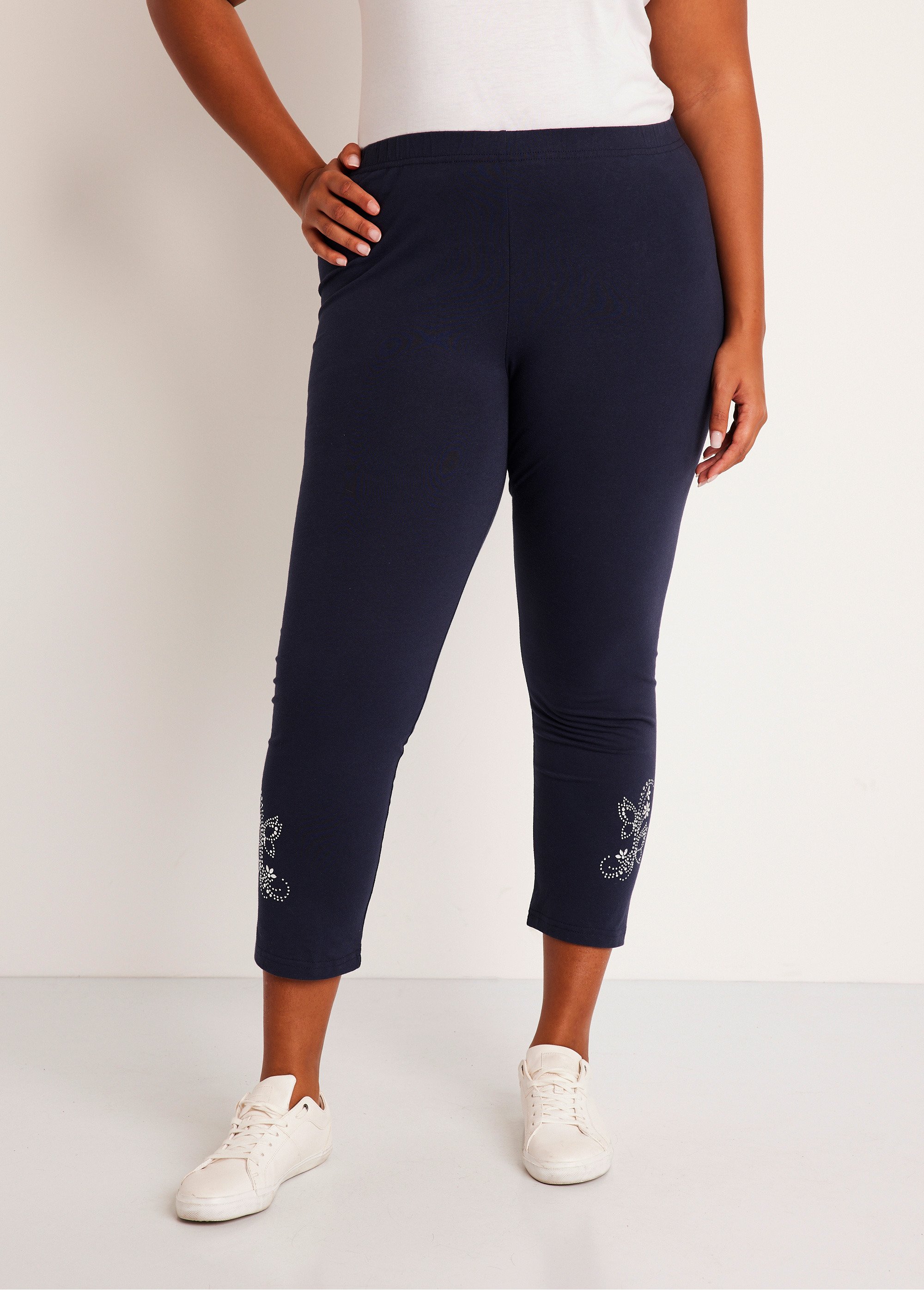 Legging court uni ceinture élastiquée