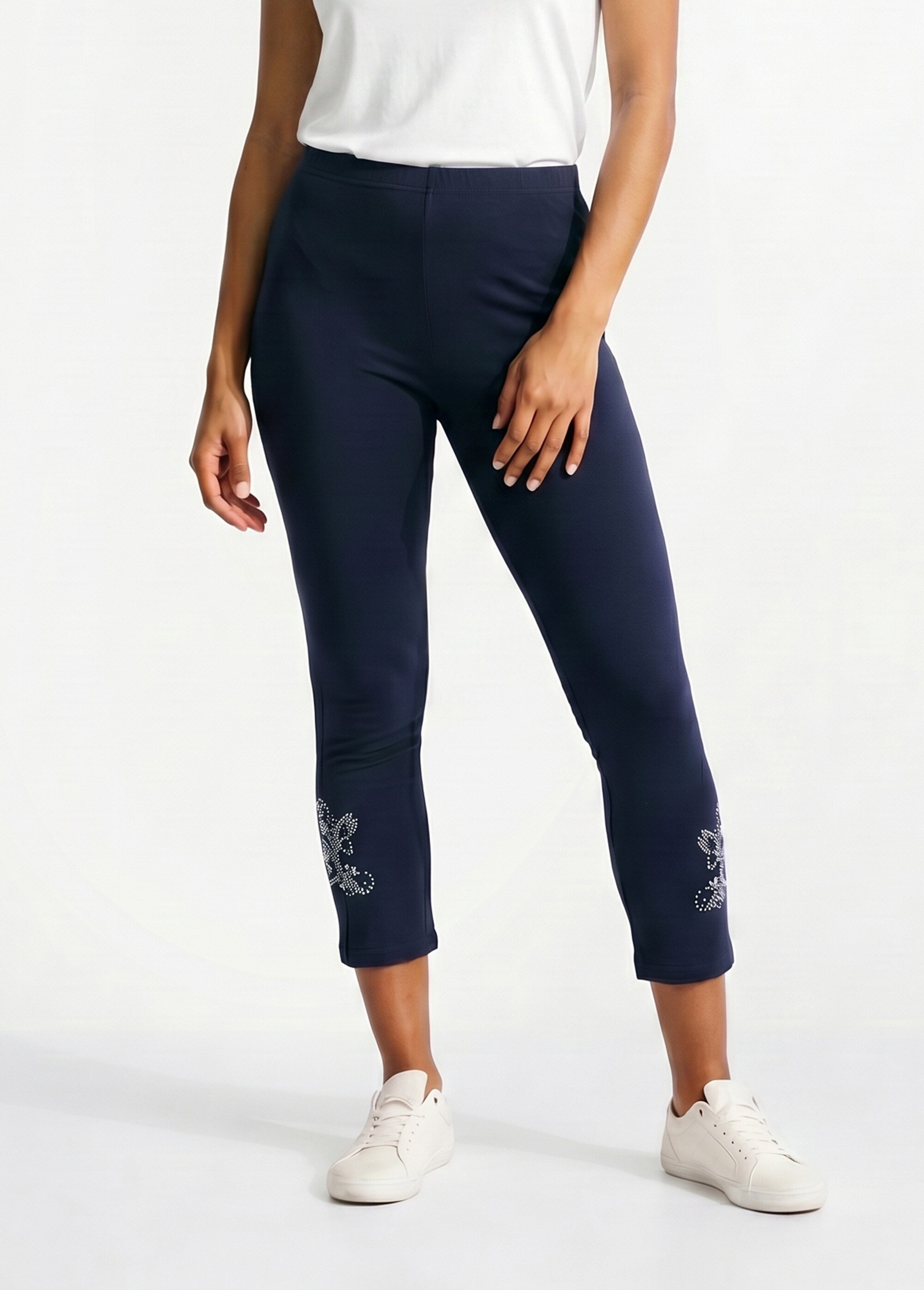 Legging court uni ceinture élastiquée Femme Bleu NORMANDIE FA1