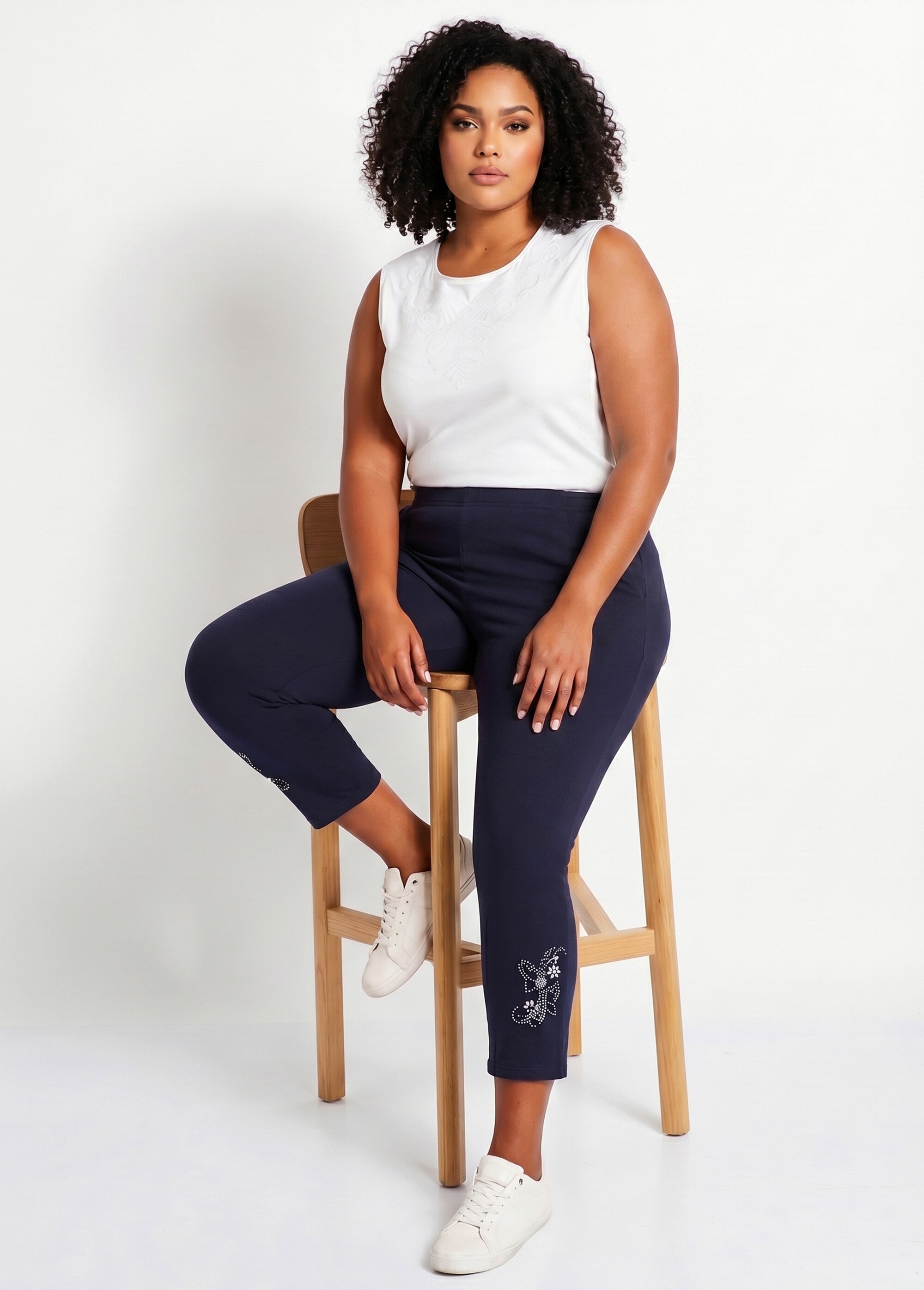 Legging court uni ceinture élastiquée