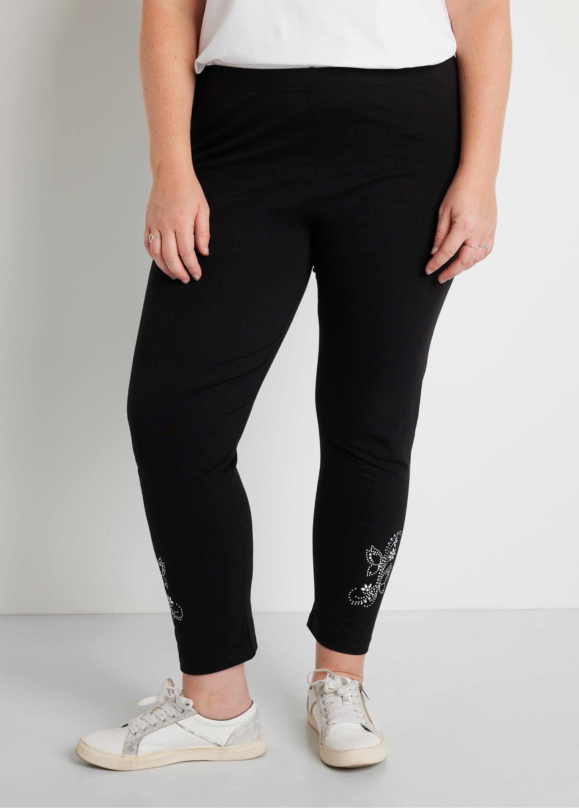 Legging court uni ceinture élastiquée