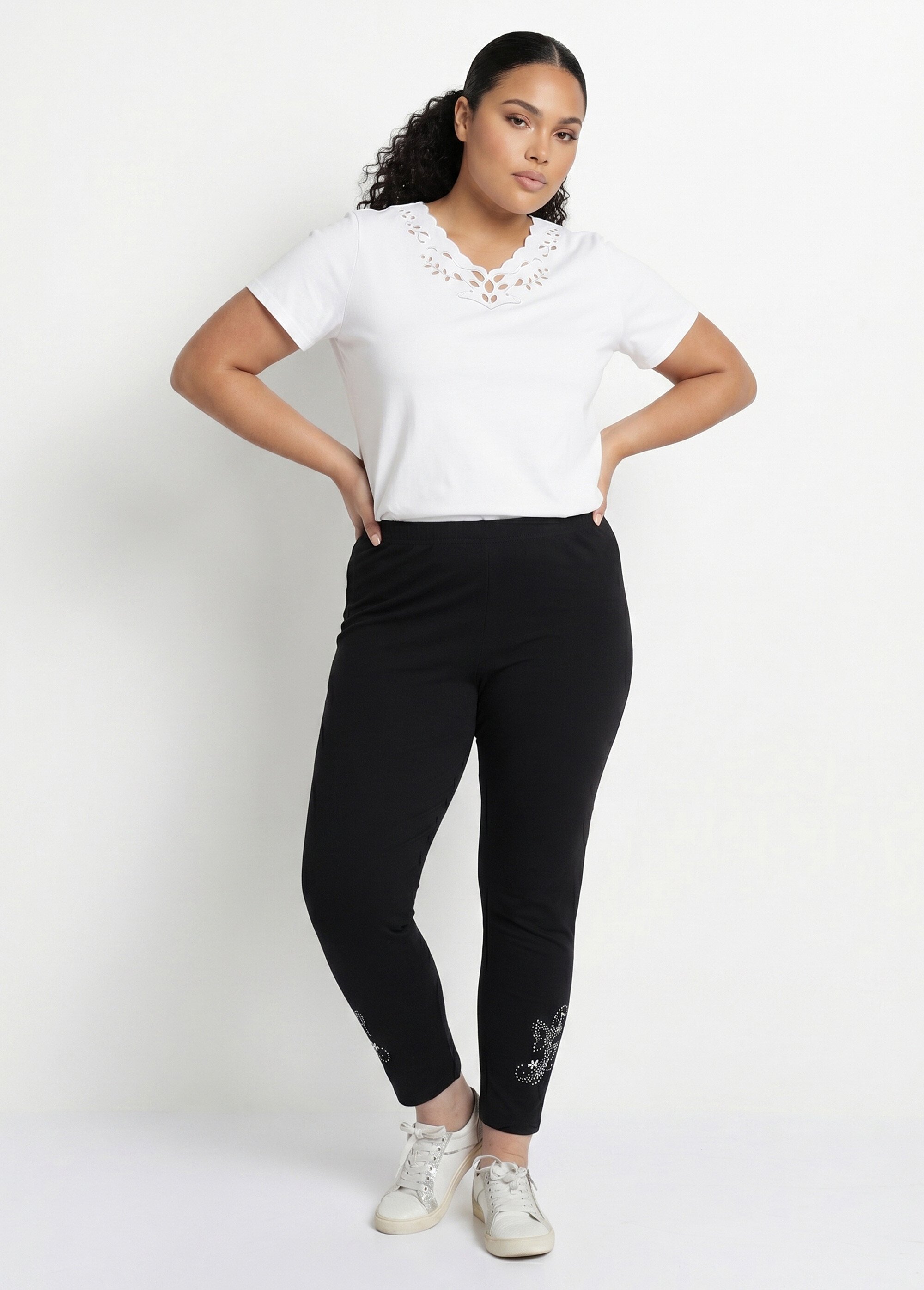Legging court uni ceinture élastiquée