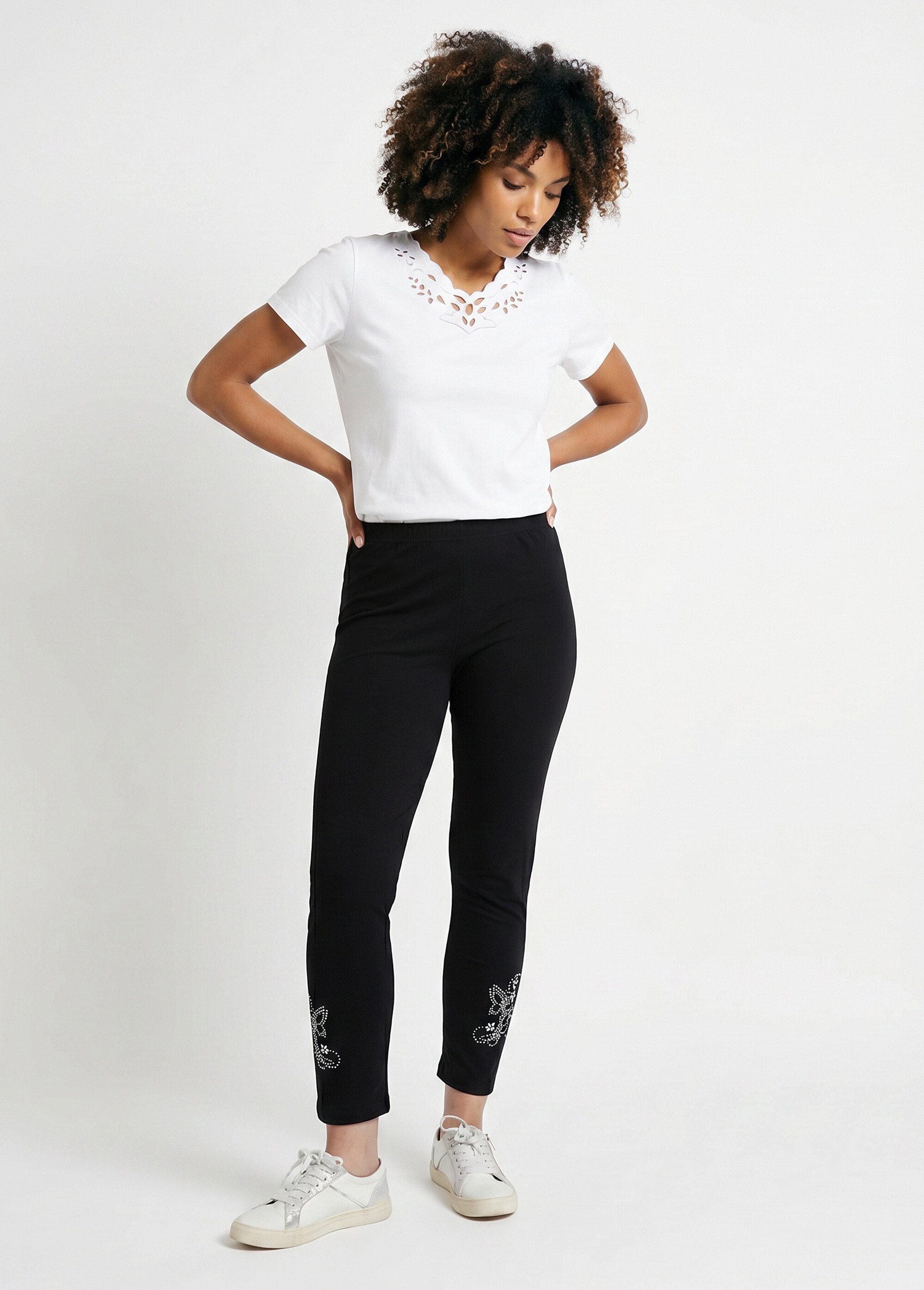 Legging court uni ceinture élastiquée