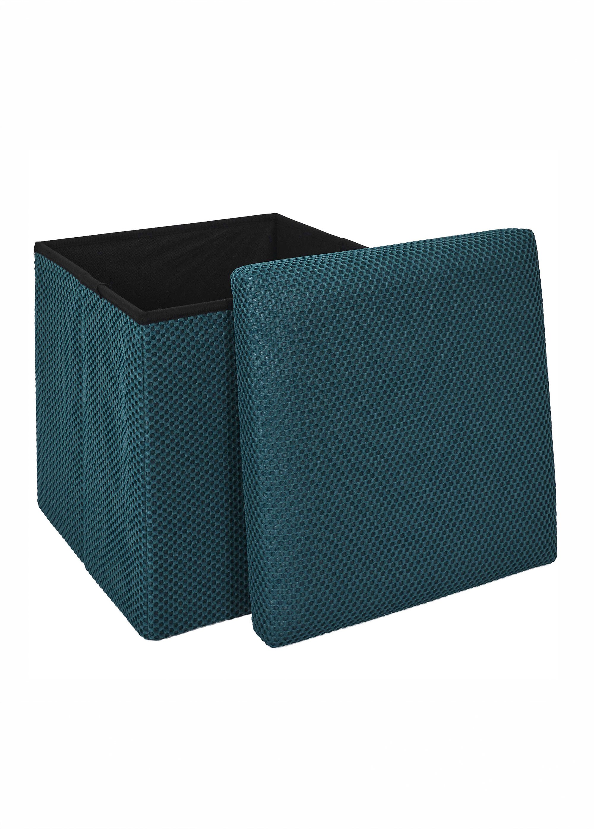 Pouf coffre pliable carré en mesh ATOME BLEU CMP-HD0504 DE2