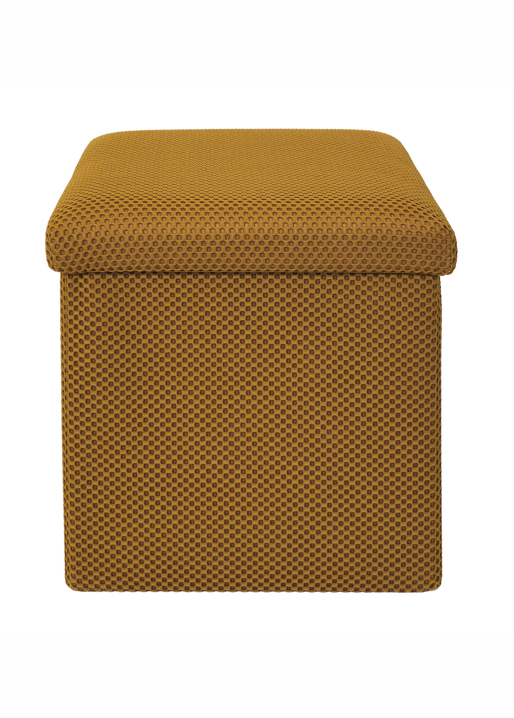 Pouf coffre pliable carré en mesh ATOME JAUNE CMP-HD0504 DE1