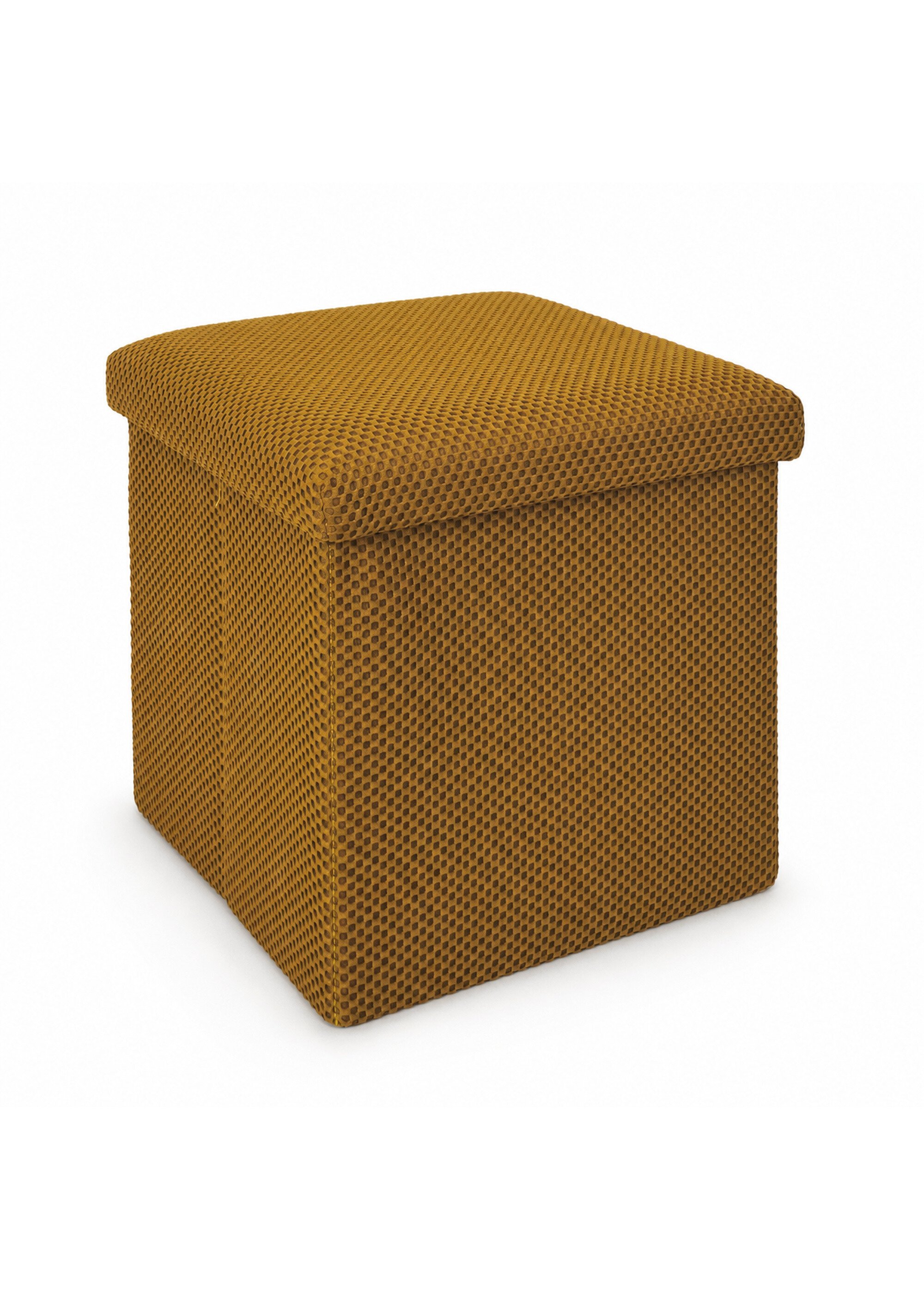 Pouf coffre pliable carré en mesh ATOME JAUNE CMP-HD0504 FA1