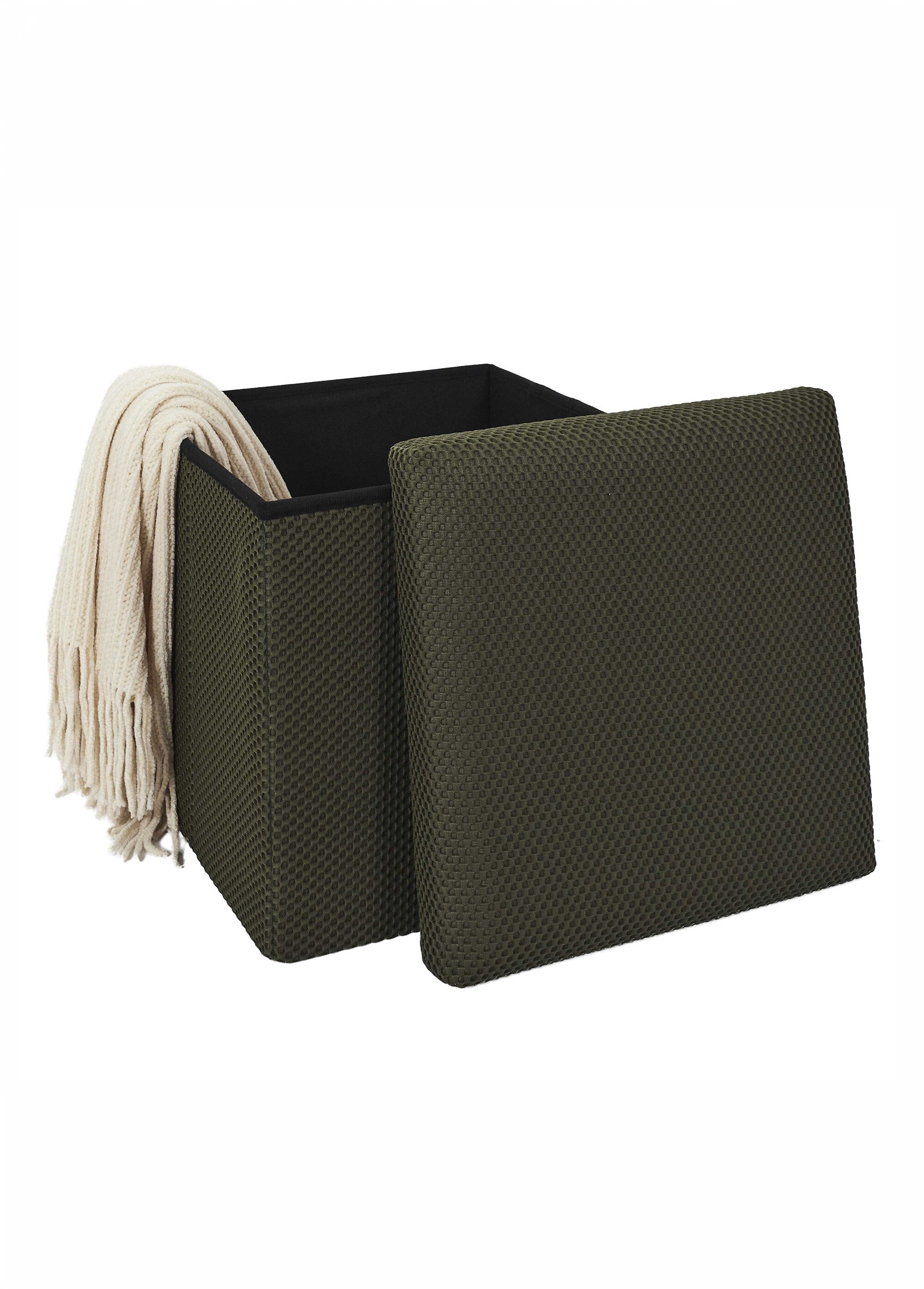 Pouf coffre pliable carré en mesh ATOME VERT CMP-HD0504 DE2