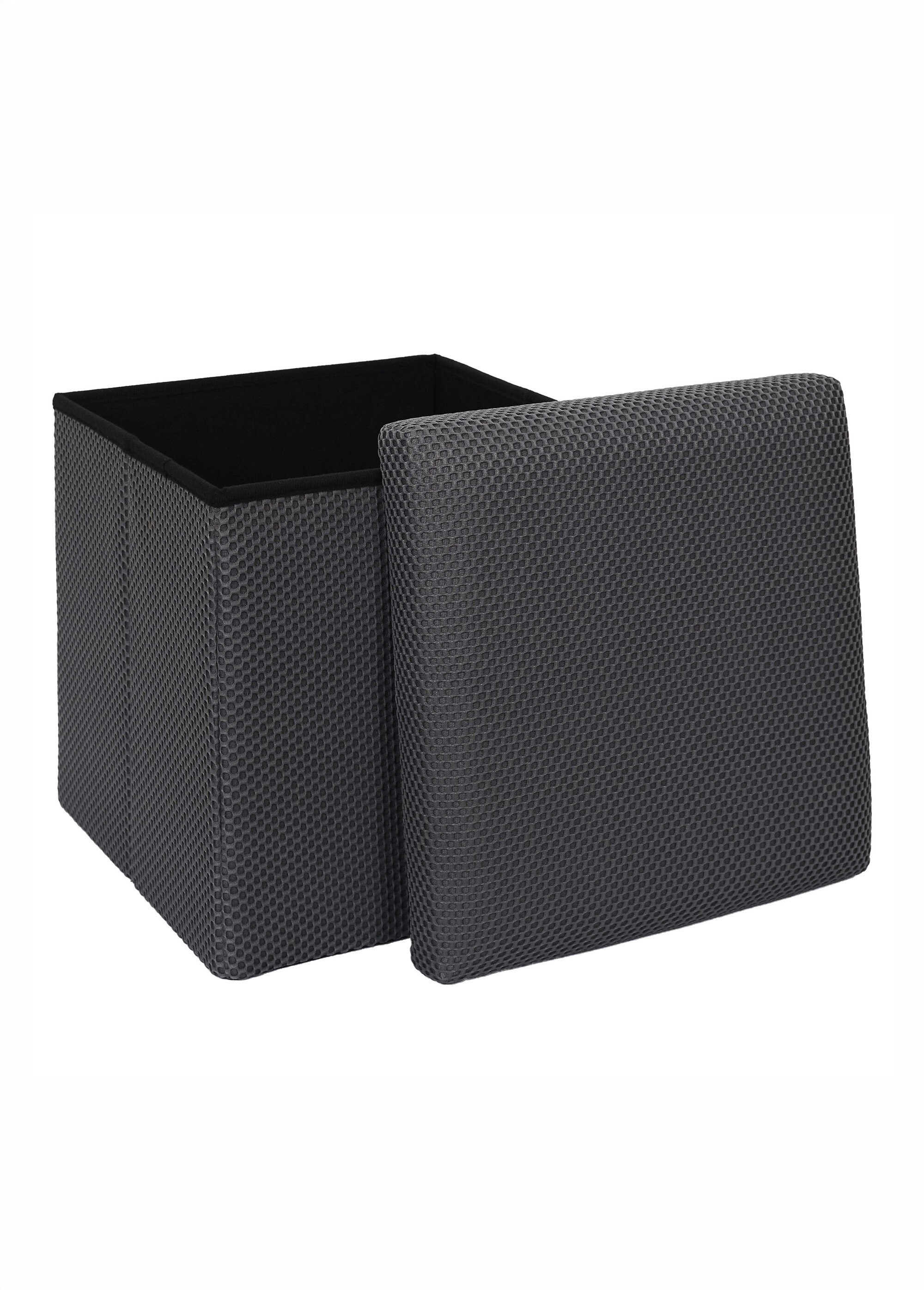 Pouf coffre pliable carré en mesh ATOME GRIS CMP-HD0504 DE2