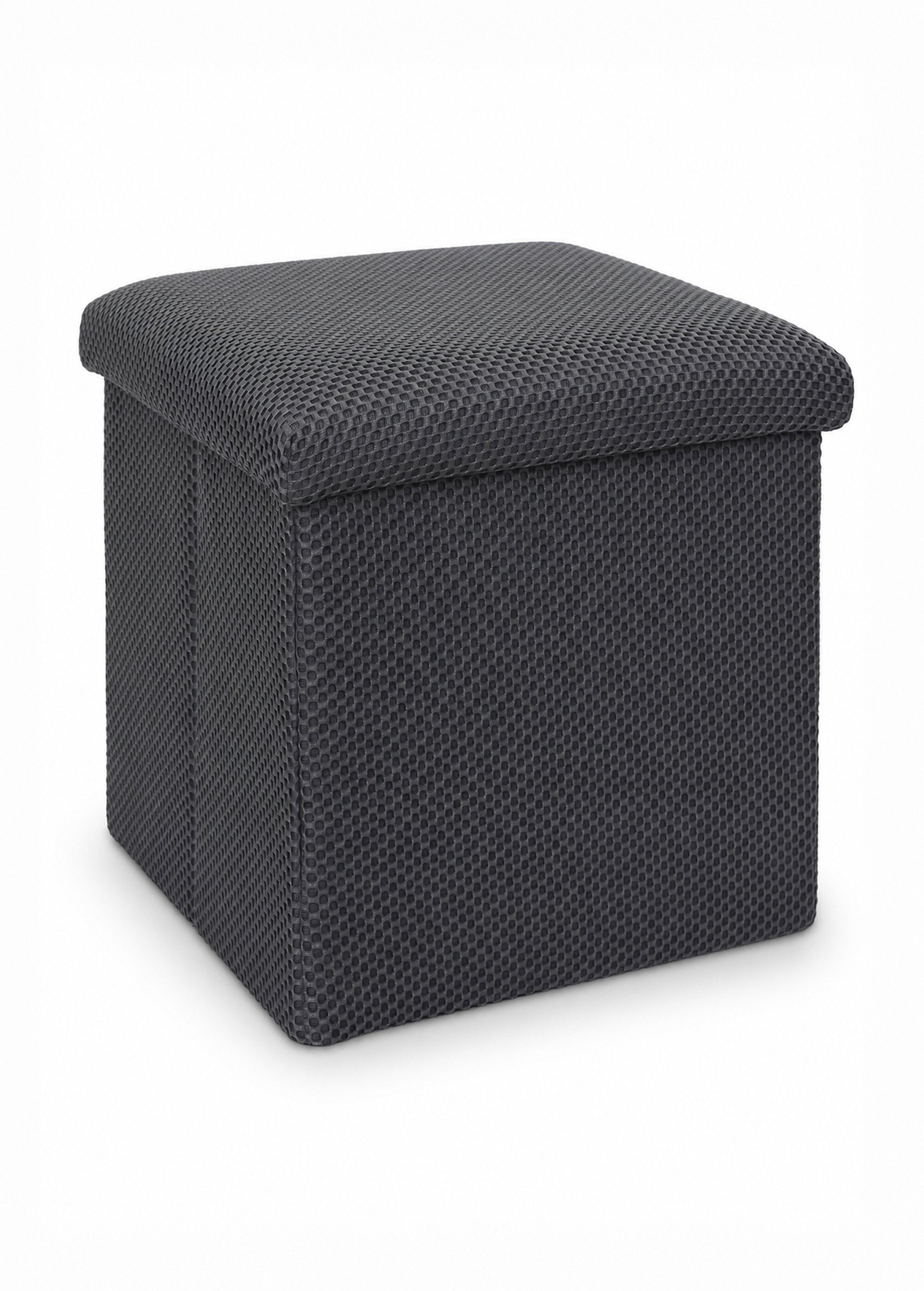 Pouf coffre pliable carré en mesh ATOME GRIS CMP-HD0504 FA1