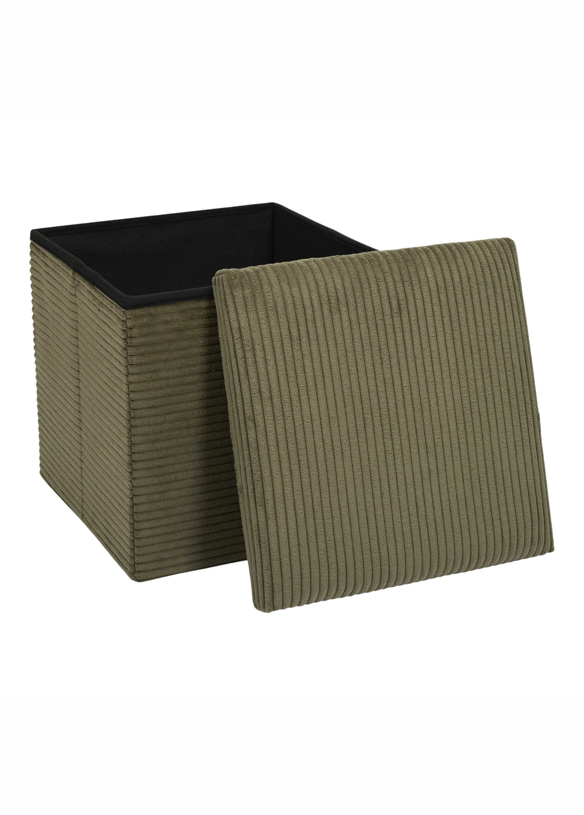 Pouf coffre pliable carré velours SCOTT VERT CMP-HD0534 DE2