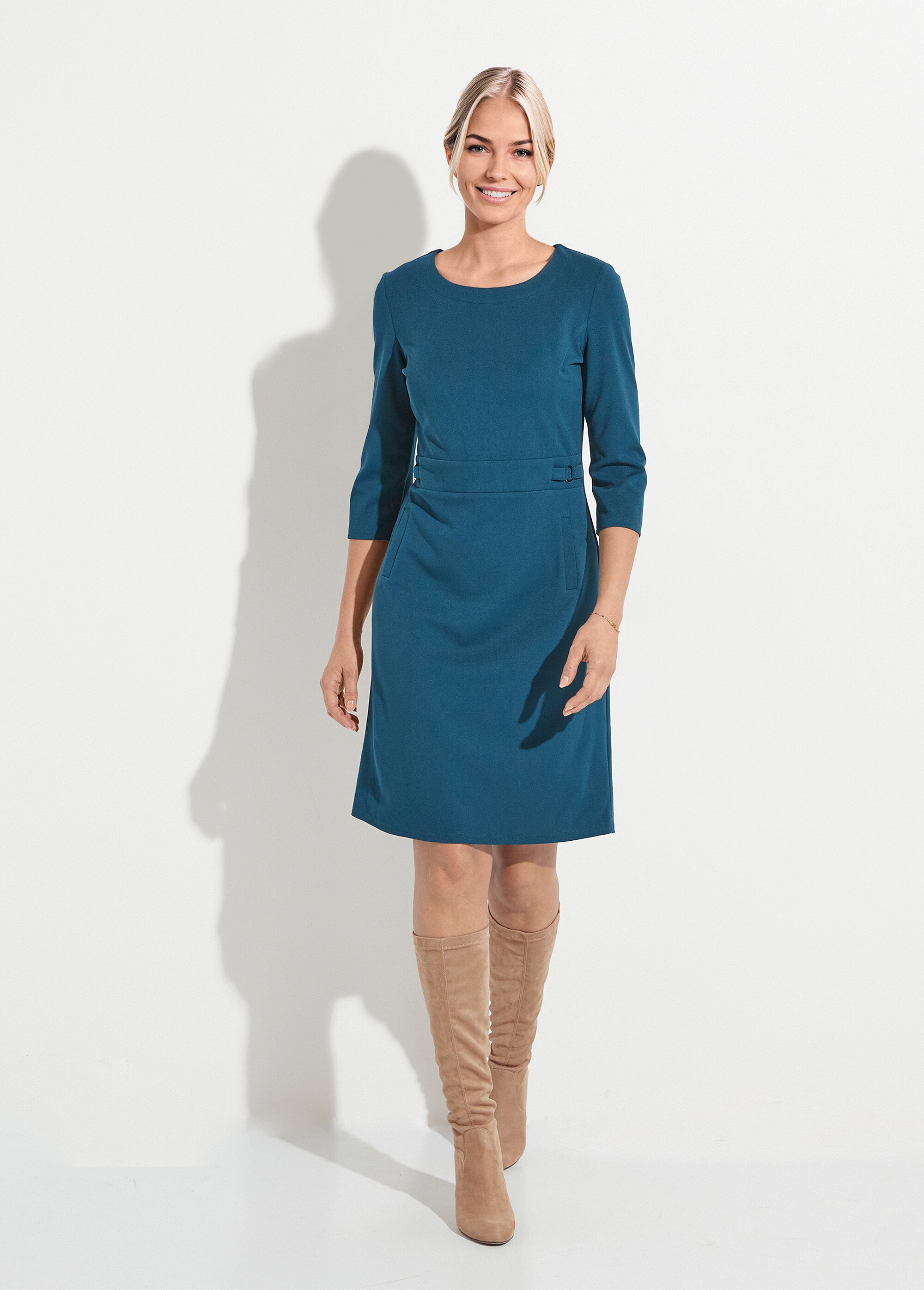 Robe droite manches 3/4 maille souple Femme Bleu HODILE FA1