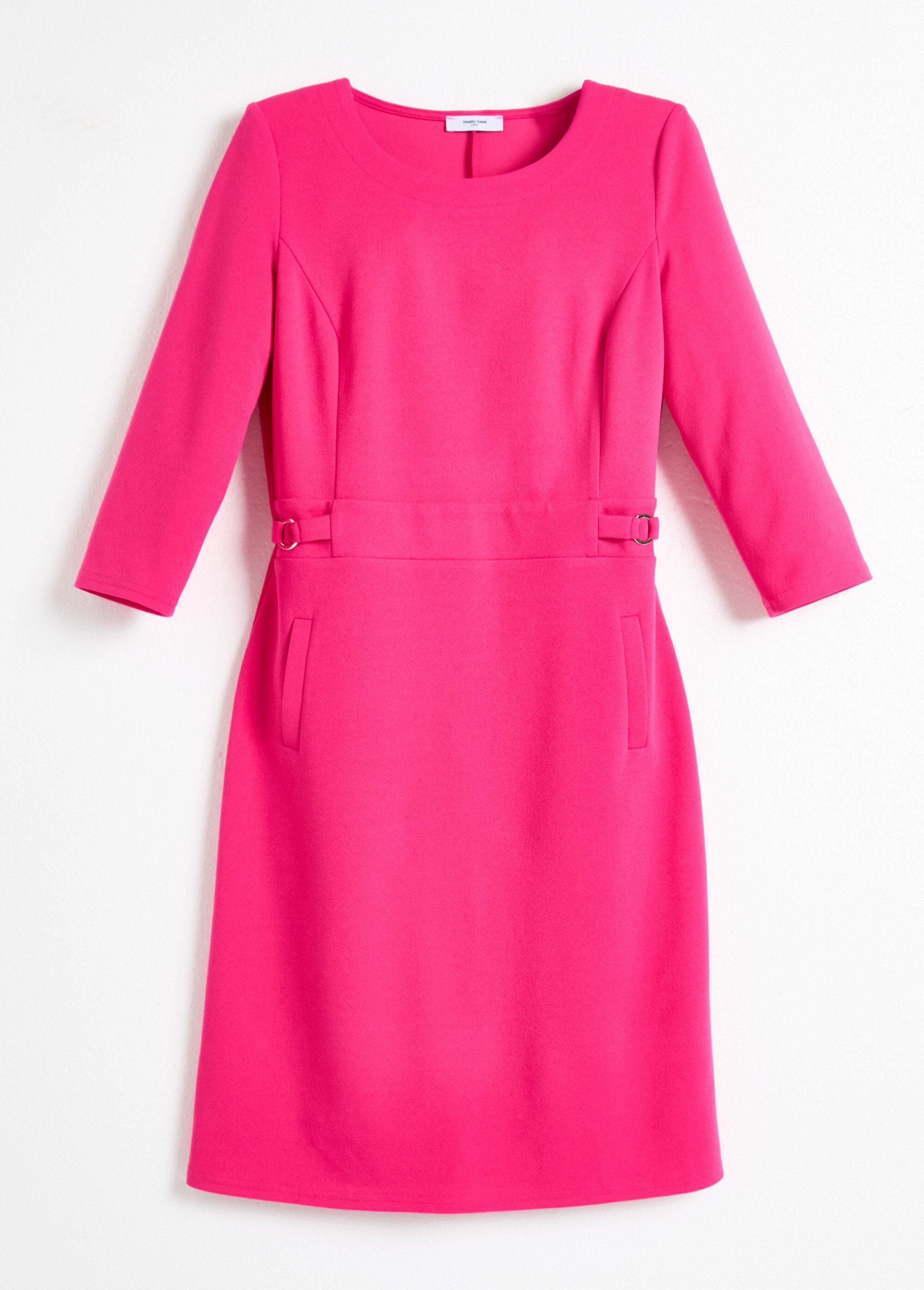 Robe droite manches 3/4 maille souple Femme Rose HODILE AP1