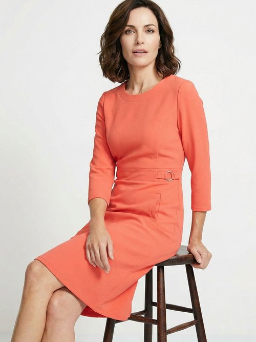 Robe droite manches 3/4 maille souple Femme Rose HODILE MV1