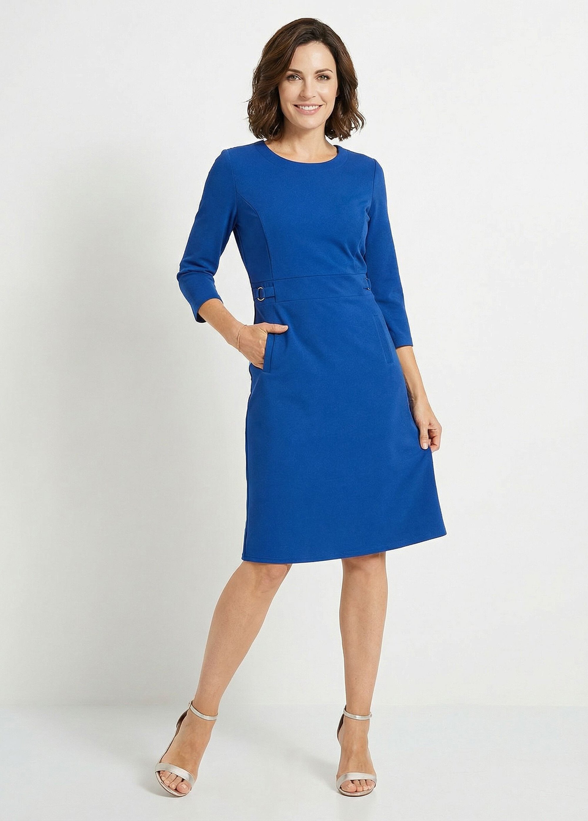 Robe droite manches 3/4 maille souple