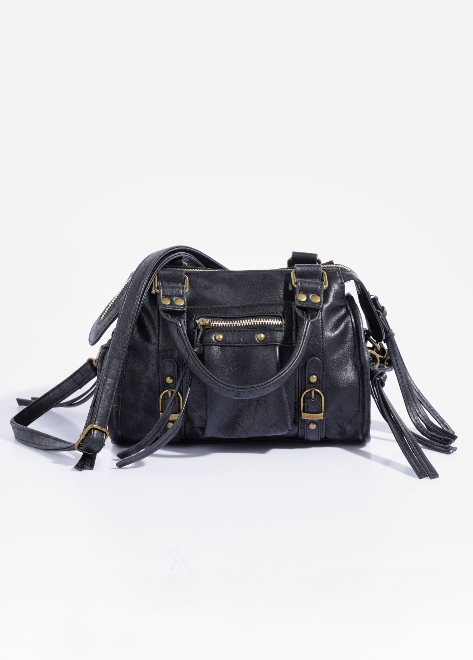 Sac à main métail vieilli multi liens Femme Noir BAG-M331 FA1