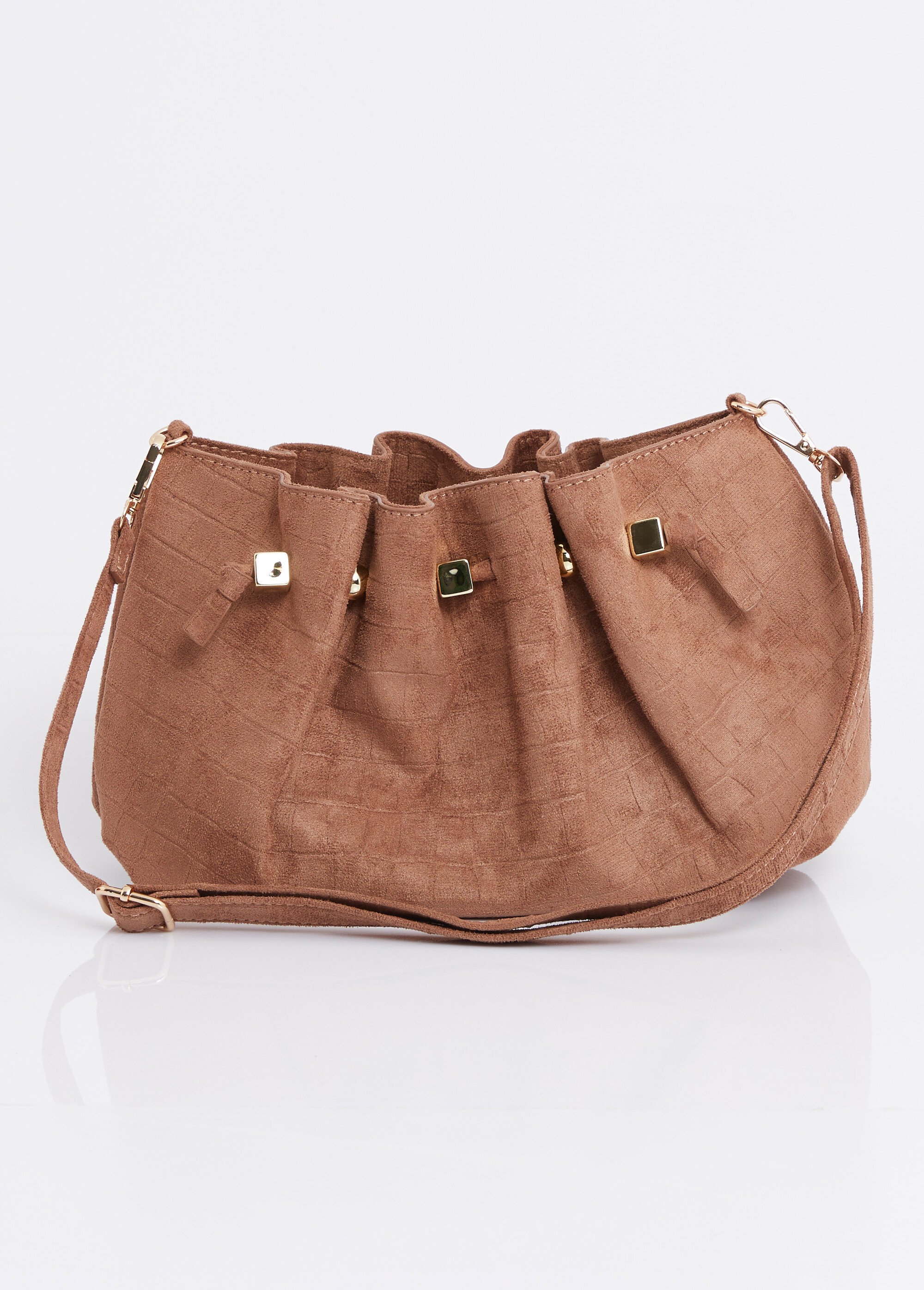 Sac à main suédine effet croco Femme Marron MIM26020 DE1