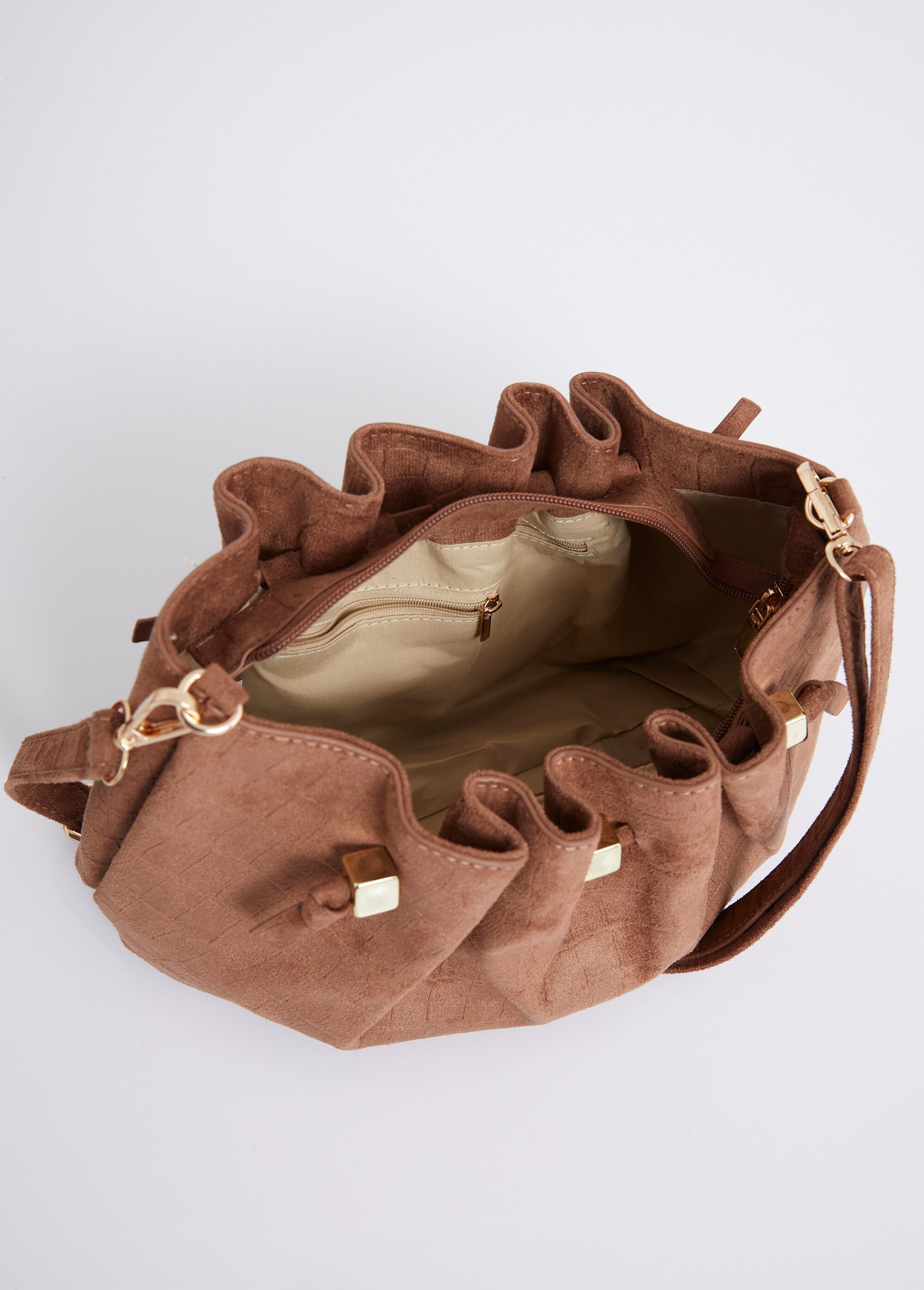 Sac à main suédine effet croco Femme Marron MIM26020 DE2