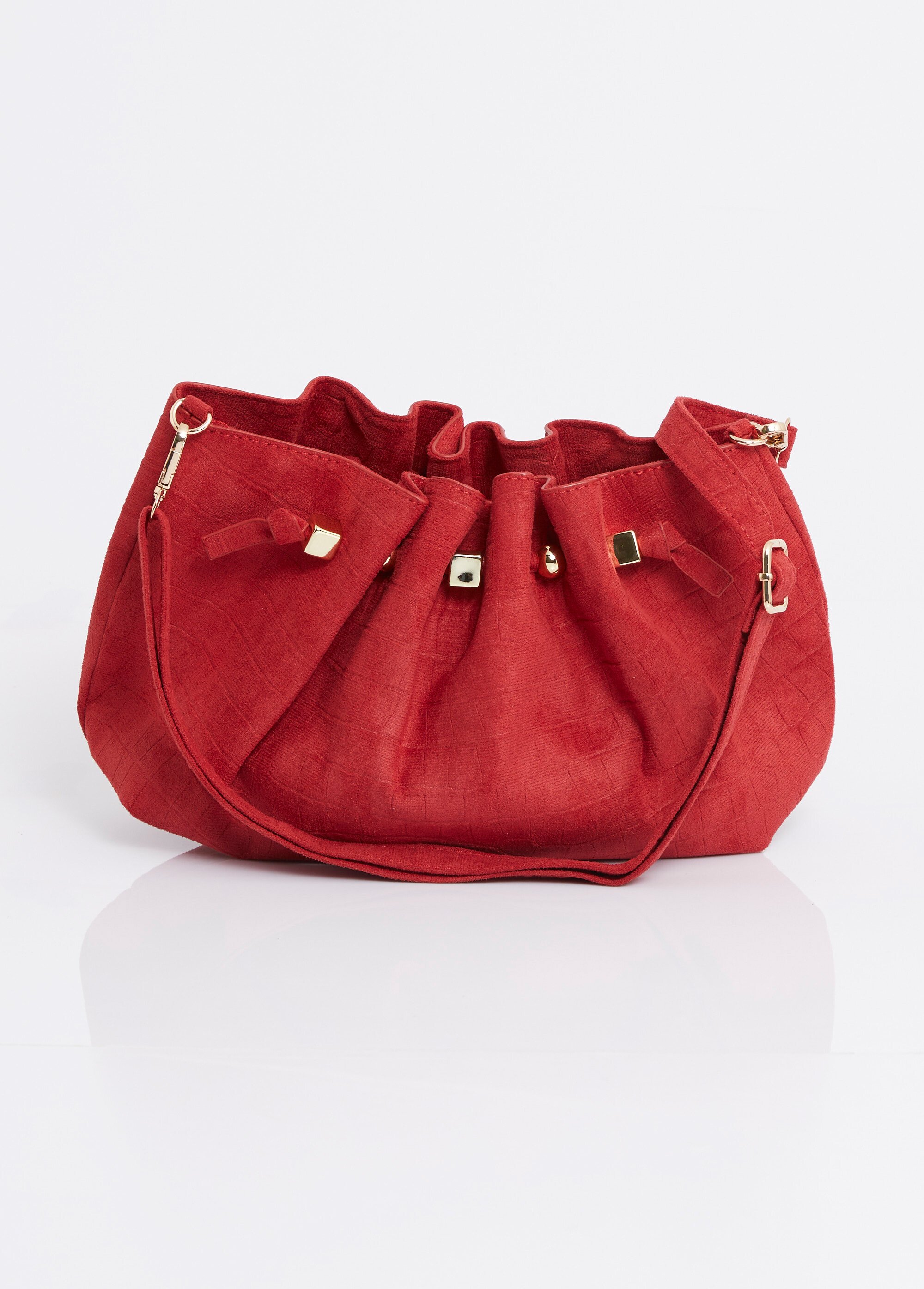 Sac à main suédine effet croco Femme Rouge MIM26020 DE1
