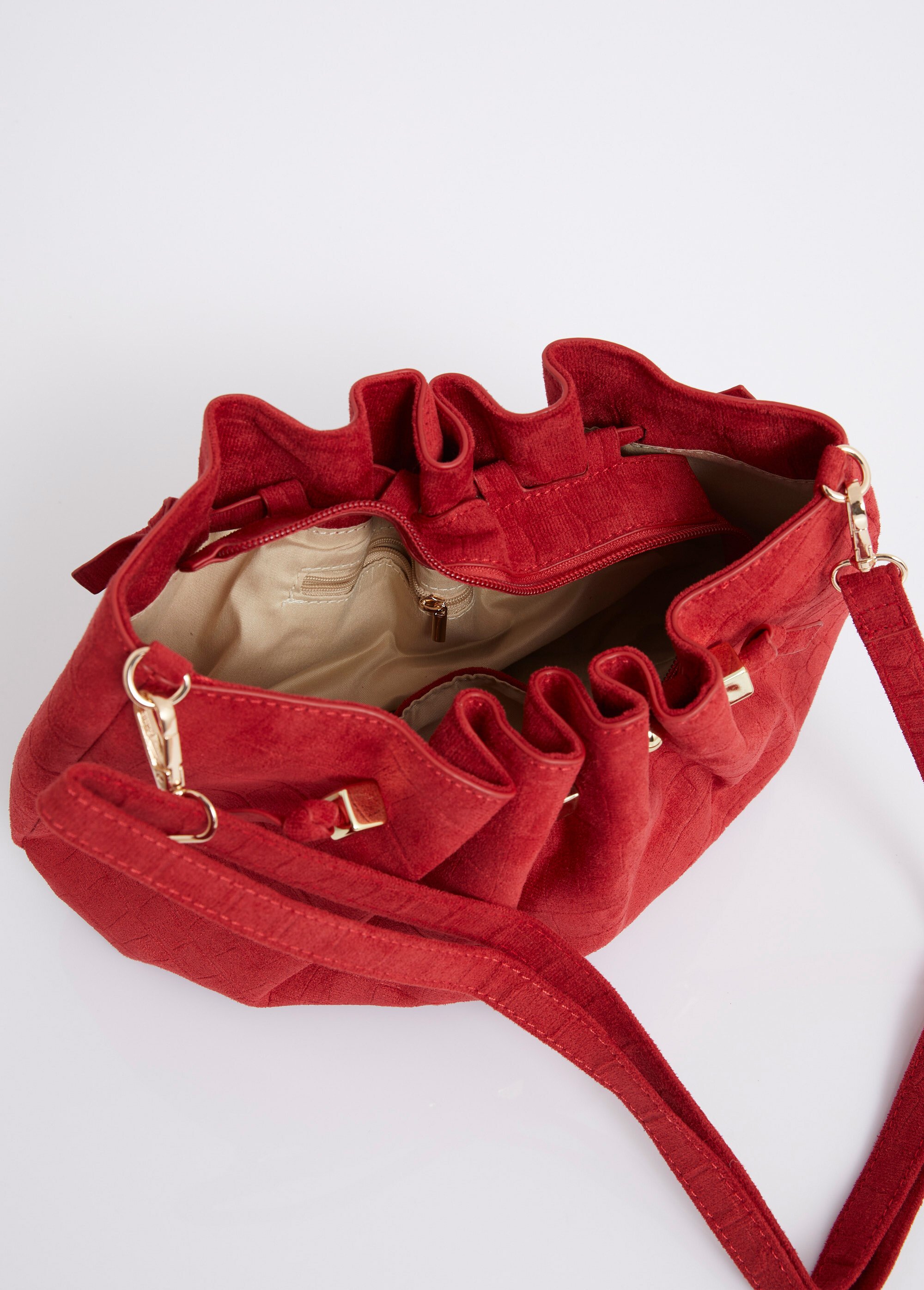 Sac à main suédine effet croco Femme Rouge MIM26020 DE2