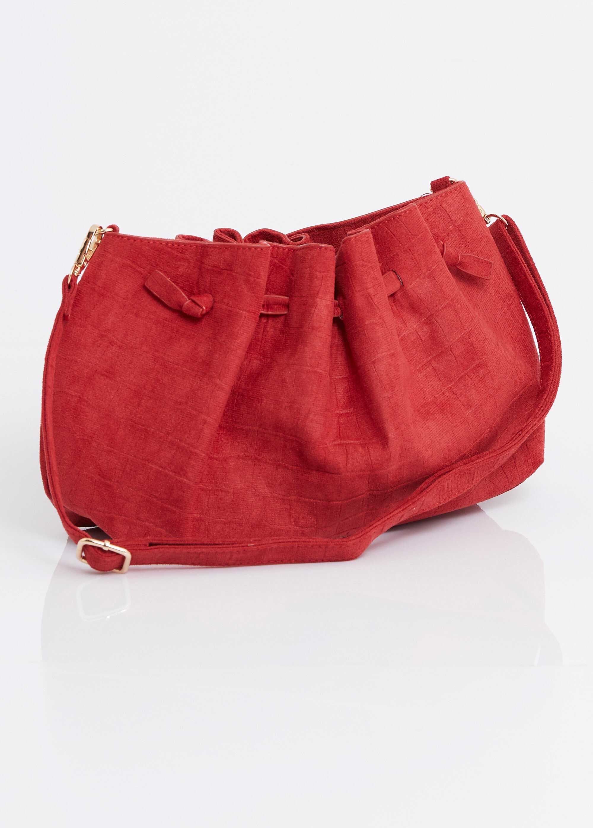 Sac à main suédine effet croco Femme Rouge MIM26020 DO1