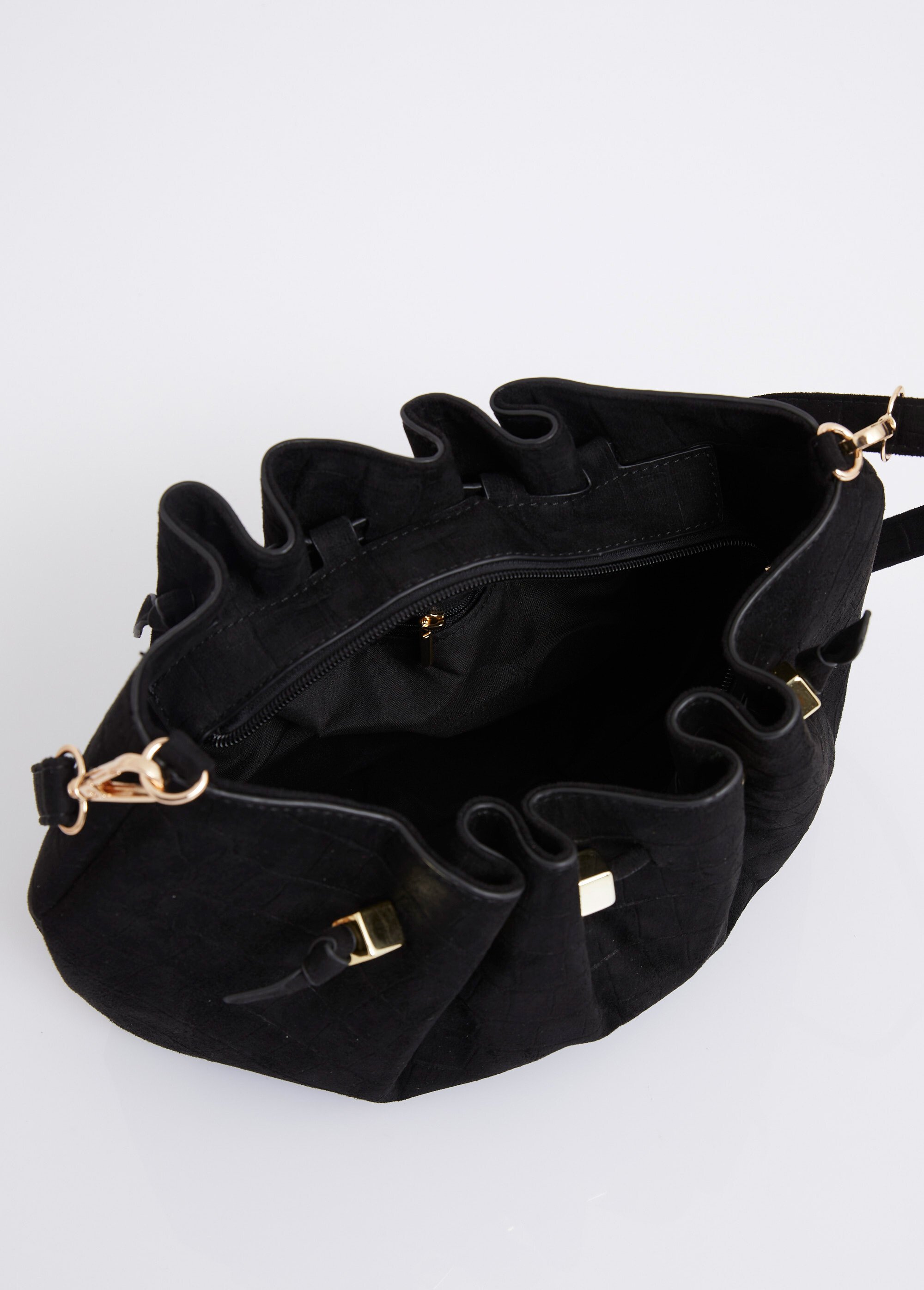 Sac à main suédine effet croco Femme Noir MIM26020 DE2