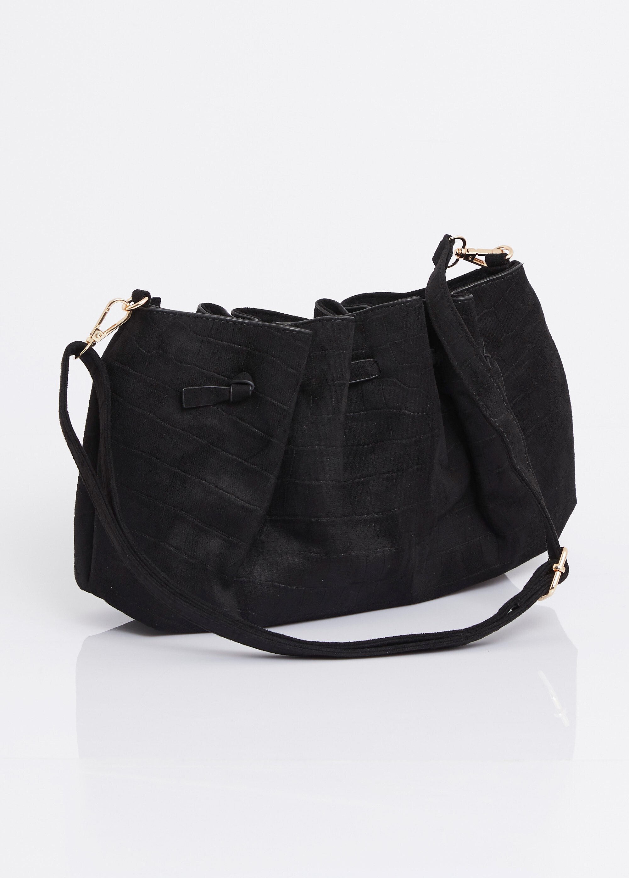 Sac à main suédine effet croco