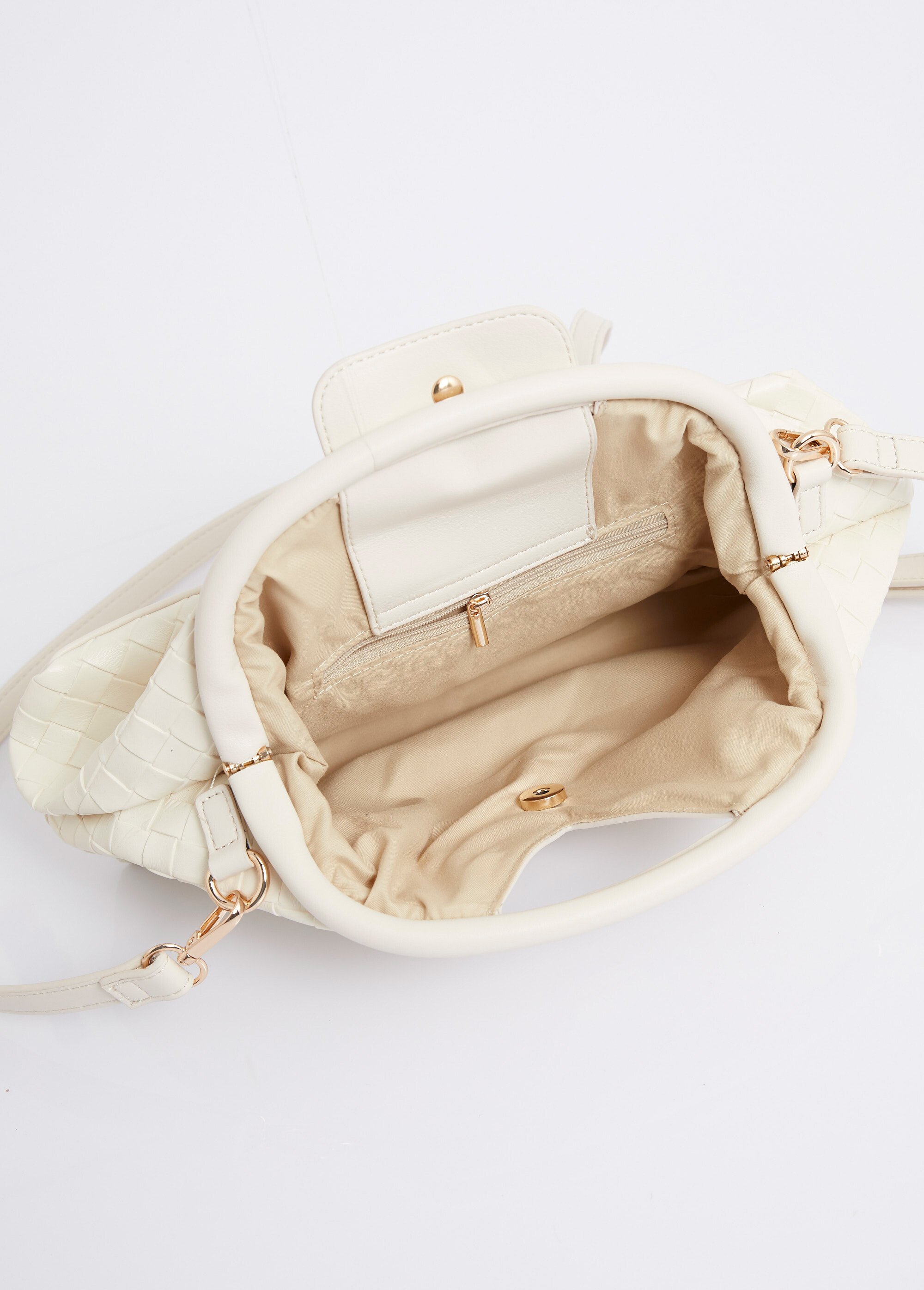 Sac à main tressé bourse, fermoir cadre Femme Beige MIM26003 DE2