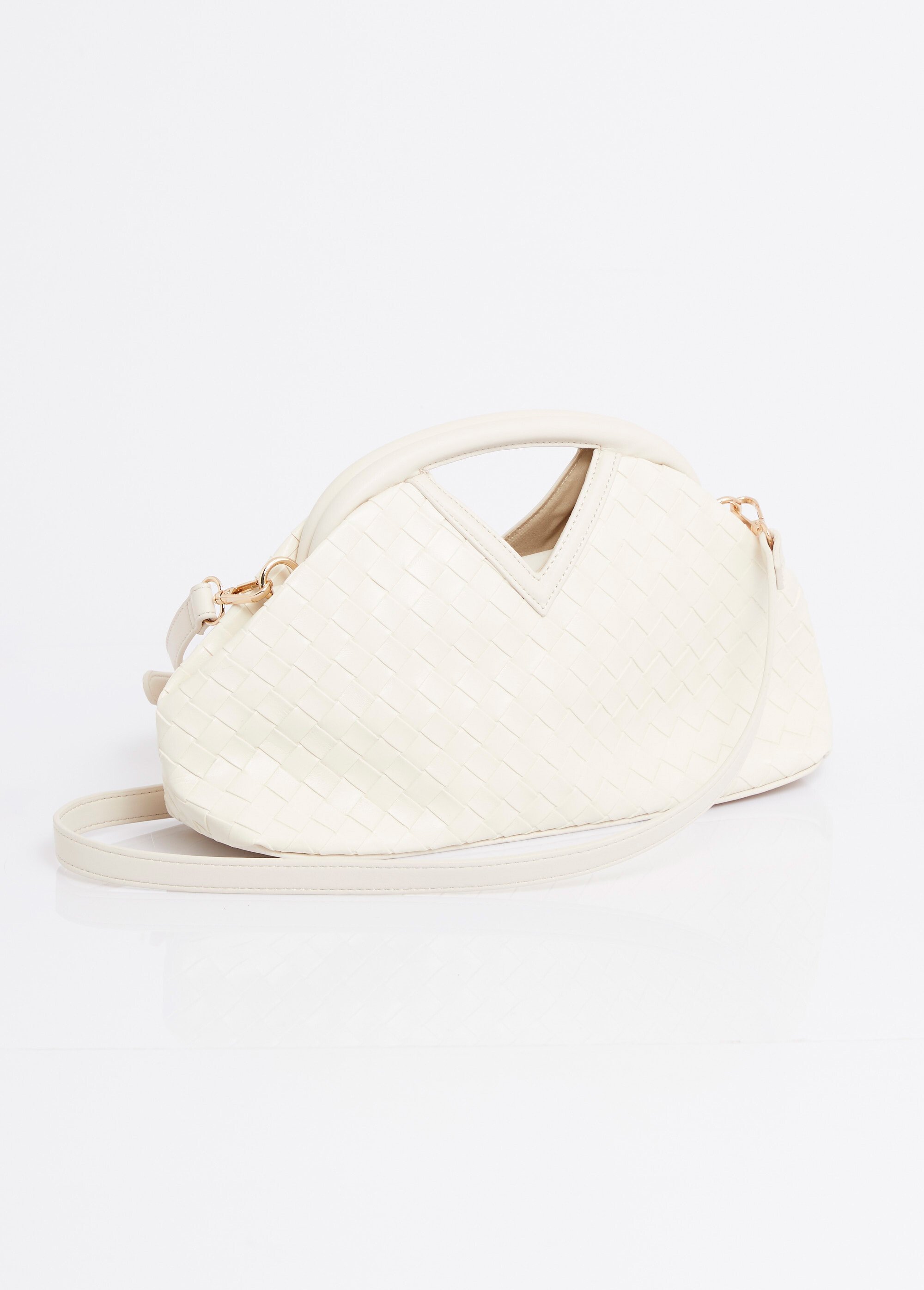 Sac à main tressé bourse, fermoir cadre Femme Beige MIM26003 FA1