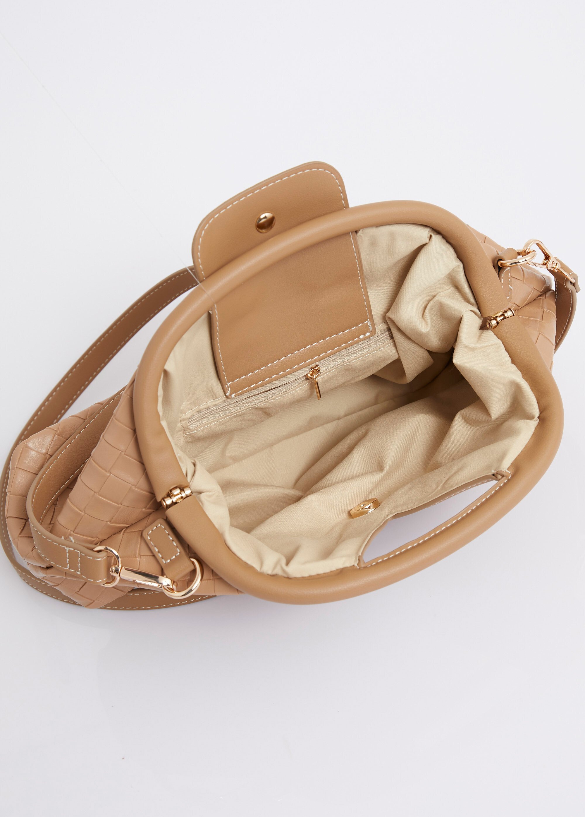 Sac à main tressé bourse, fermoir cadre Femme Beige MIM26003 DE2