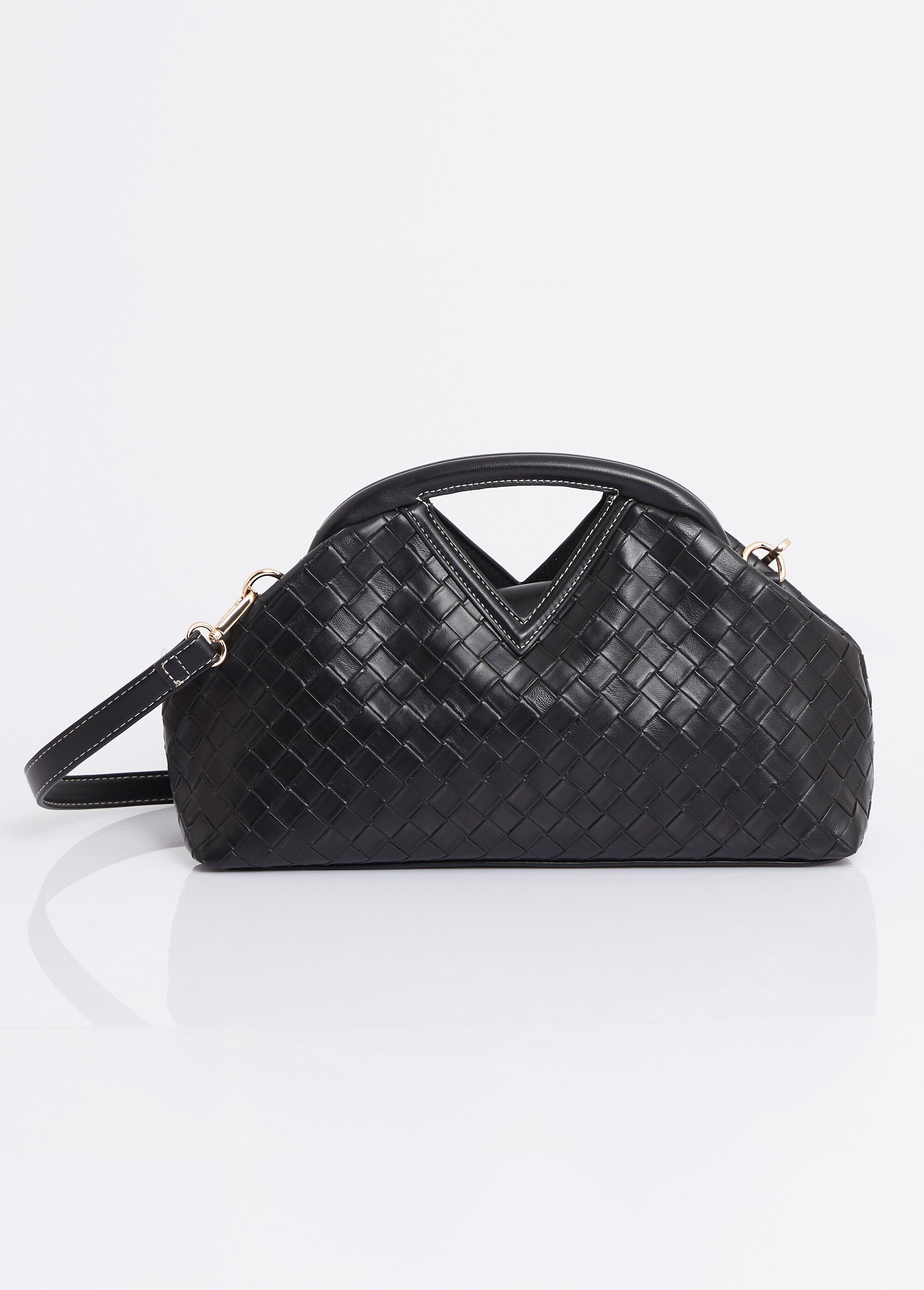 Sac à main tressé bourse, fermoir cadre Femme Noir MIM26003 DE1