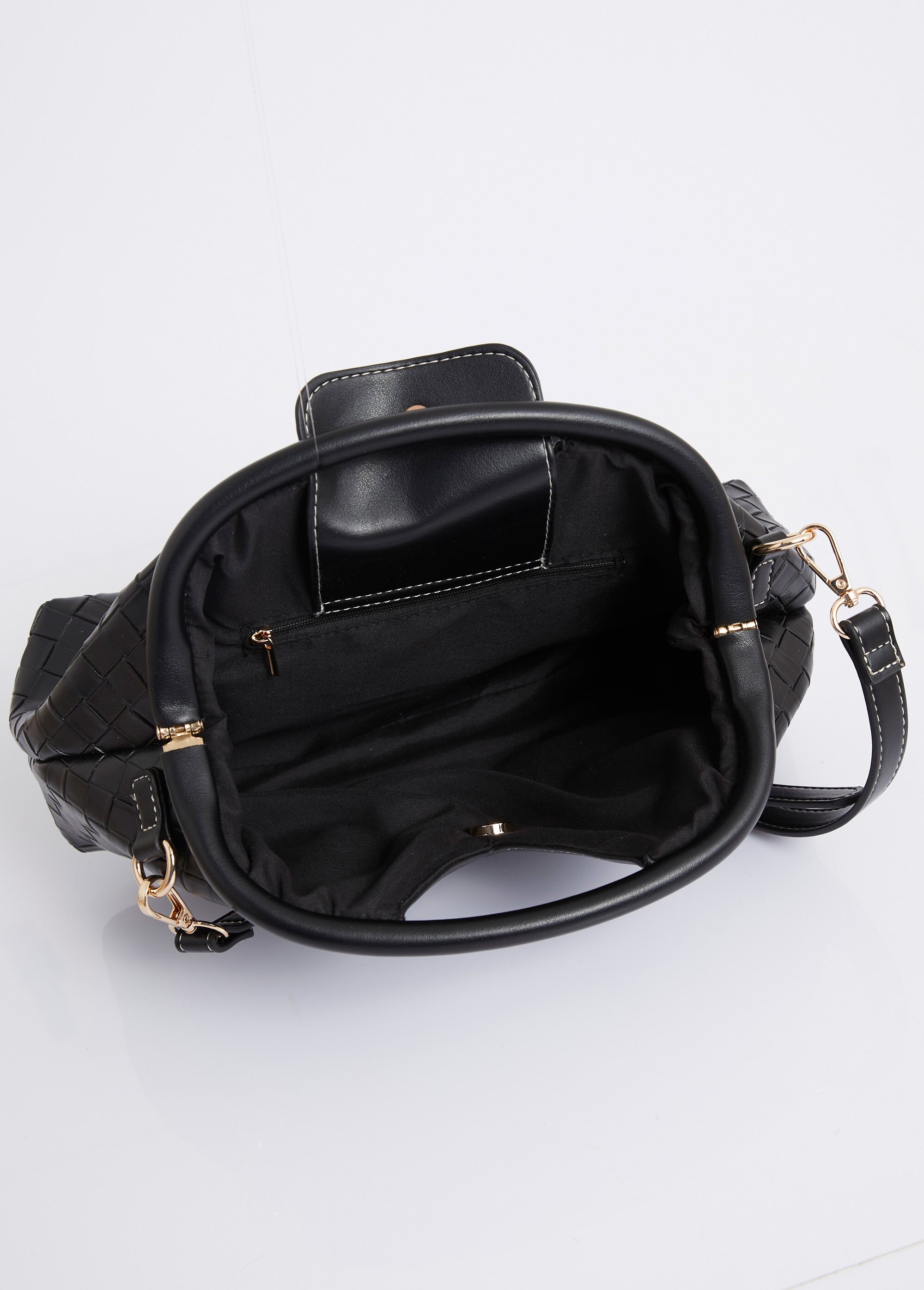 Sac à main tressé bourse, fermoir cadre Femme Noir MIM26003 DE2