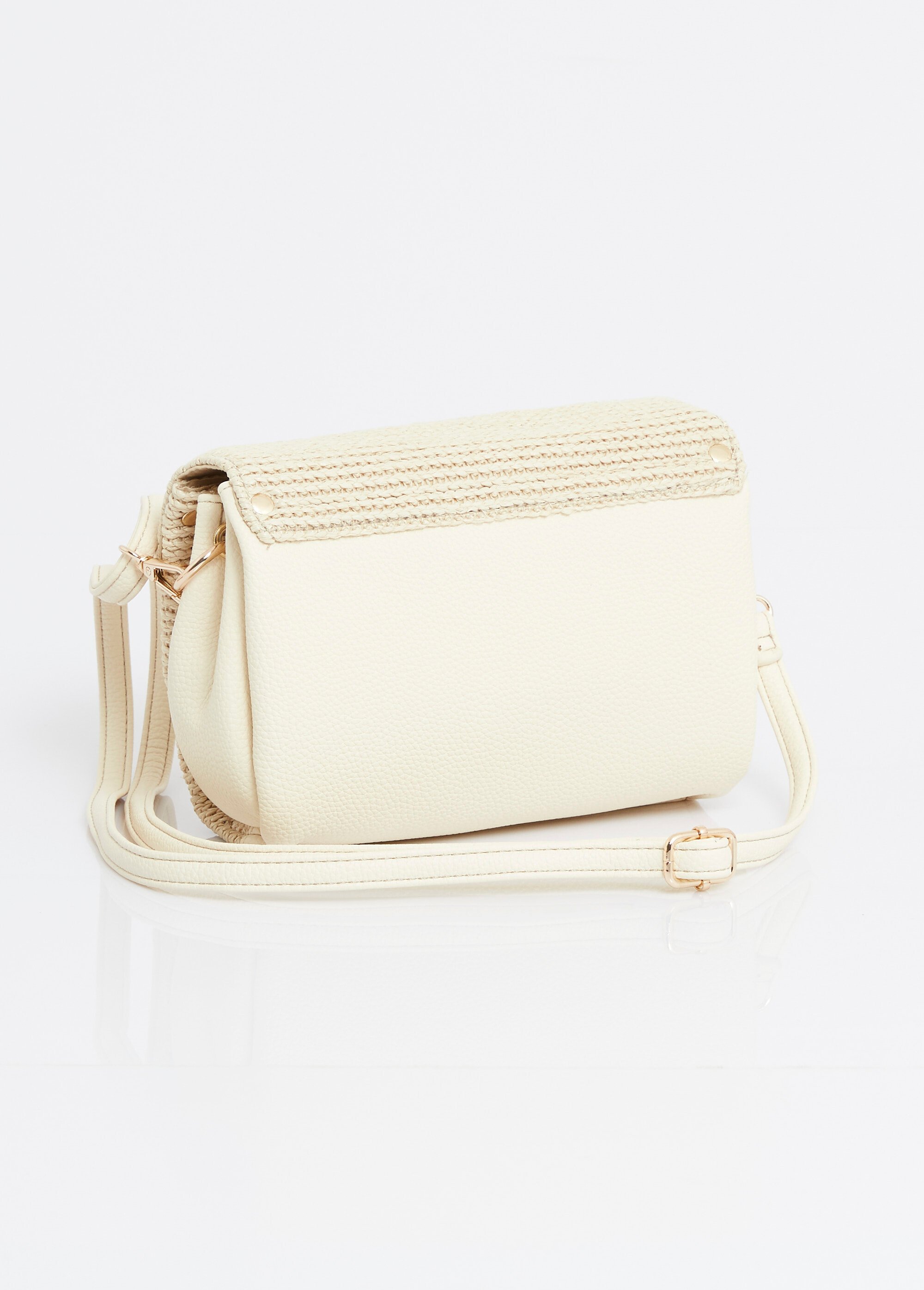 Sac à main tressé et simili cuir Femme Beige MIM26001 DO1