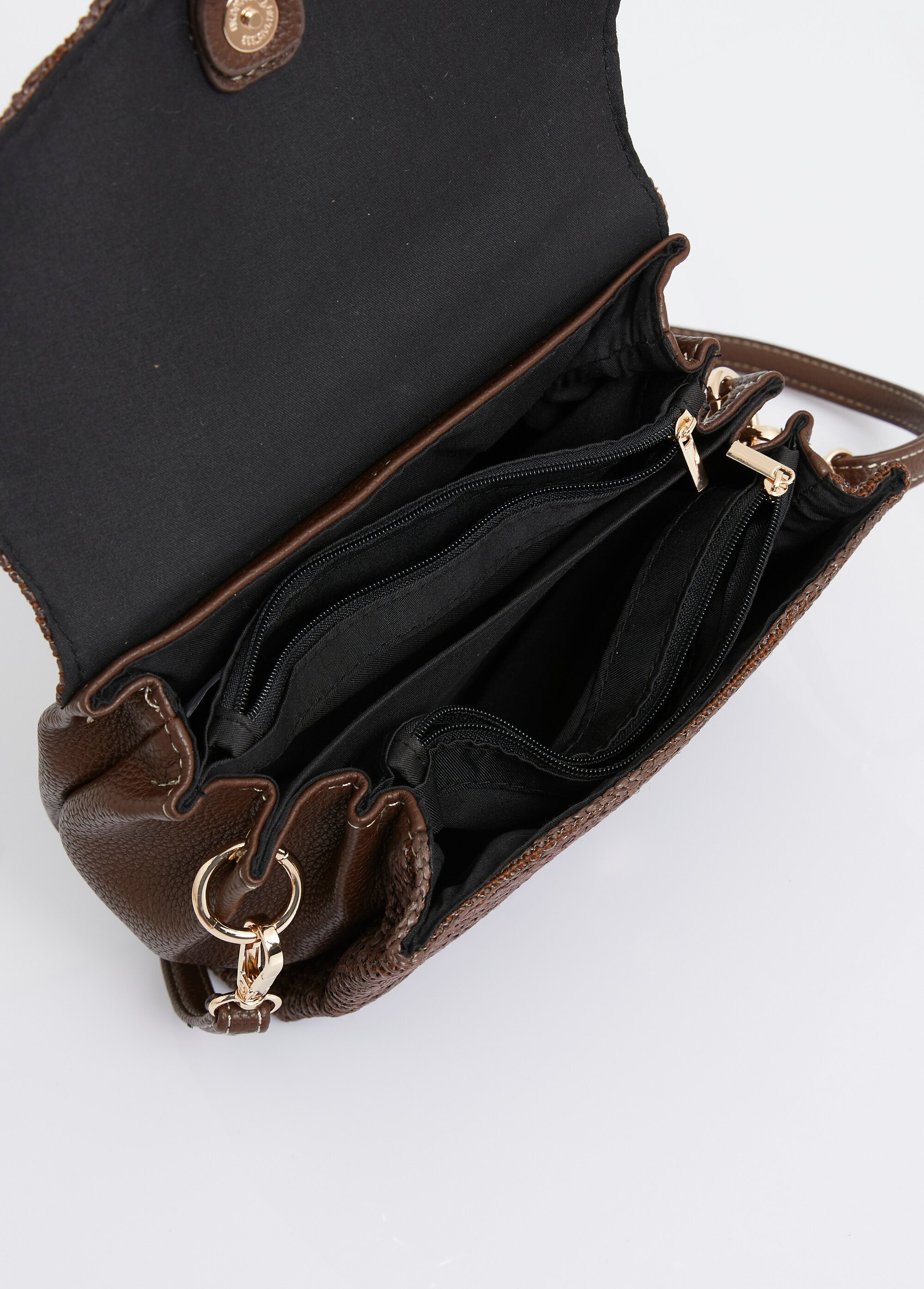 Sac à main tressé et simili cuir Femme Marron MIM26001 DE1