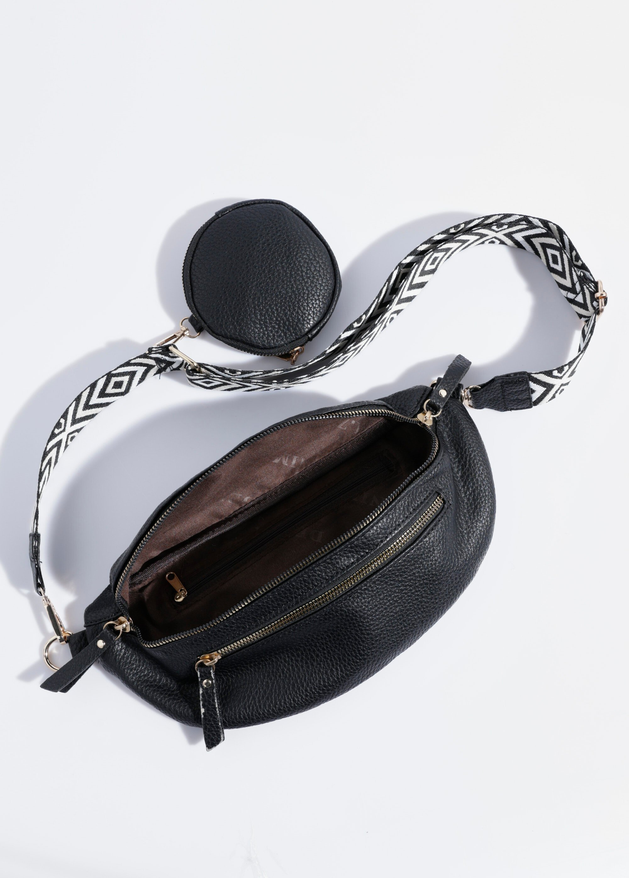 Sac banane fantaisie + porte-monnaie Femme Noir BAG-M333 DE1