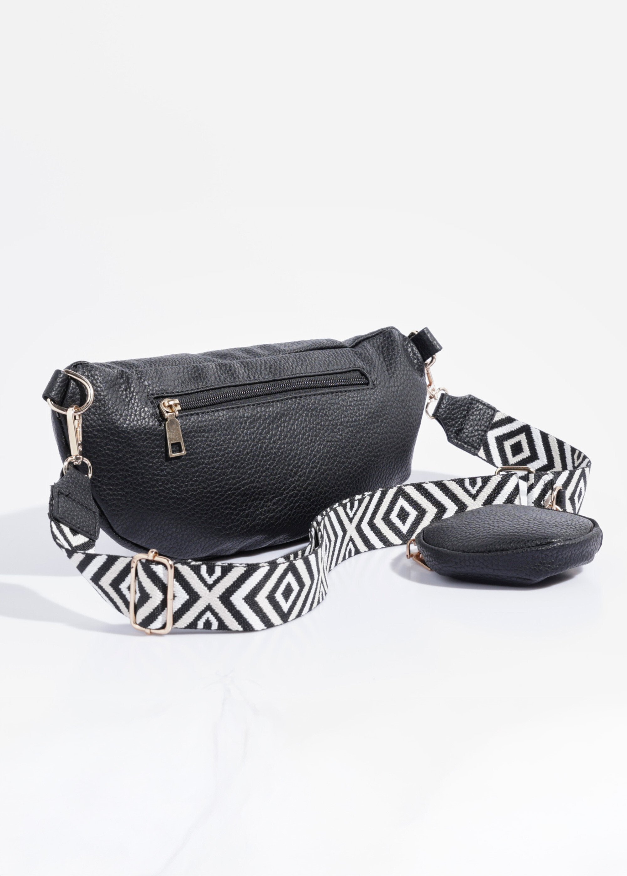 Sac banane fantaisie + porte-monnaie Femme Noir BAG-M333 DO1