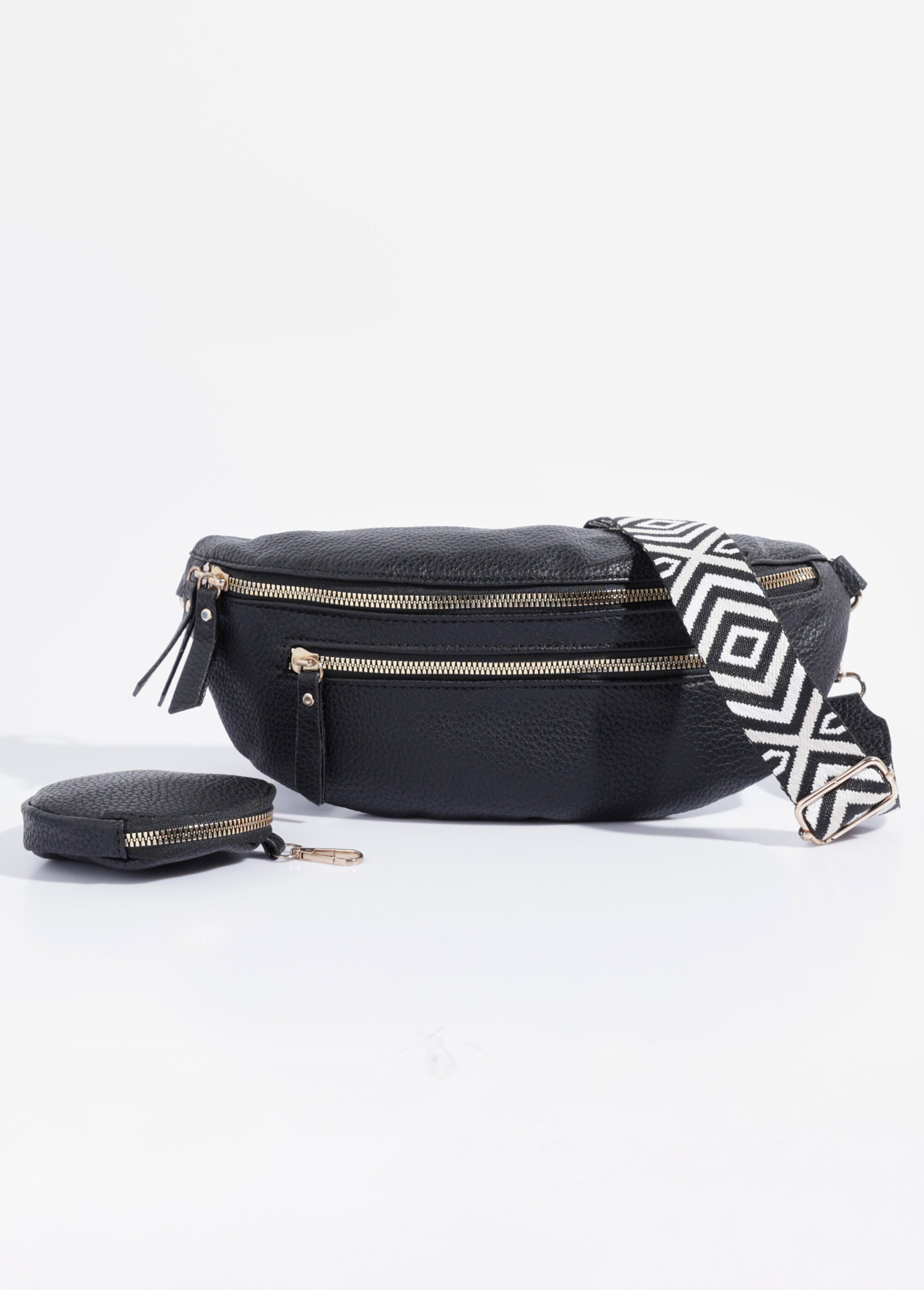 Sac banane fantaisie + porte-monnaie Femme Noir BAG-M333 FA1