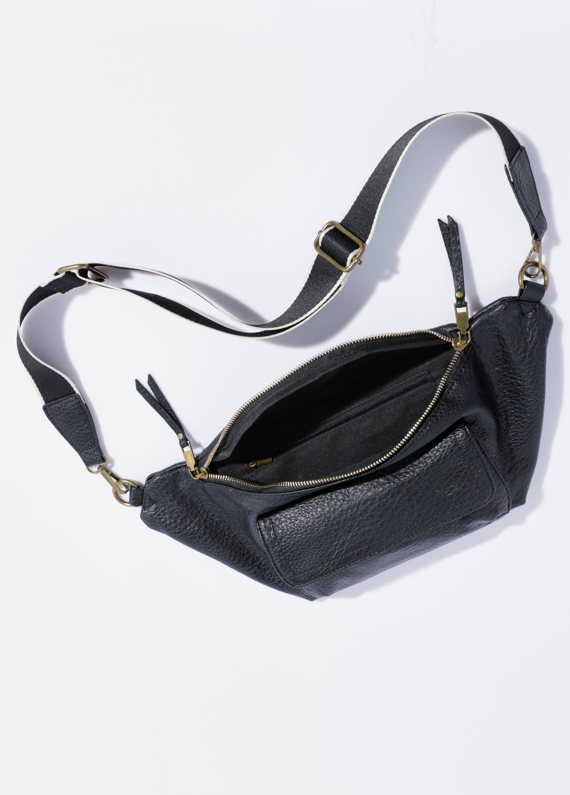 Sac banane multipoches effet vintage Femme Noir BAG-M327 DE1