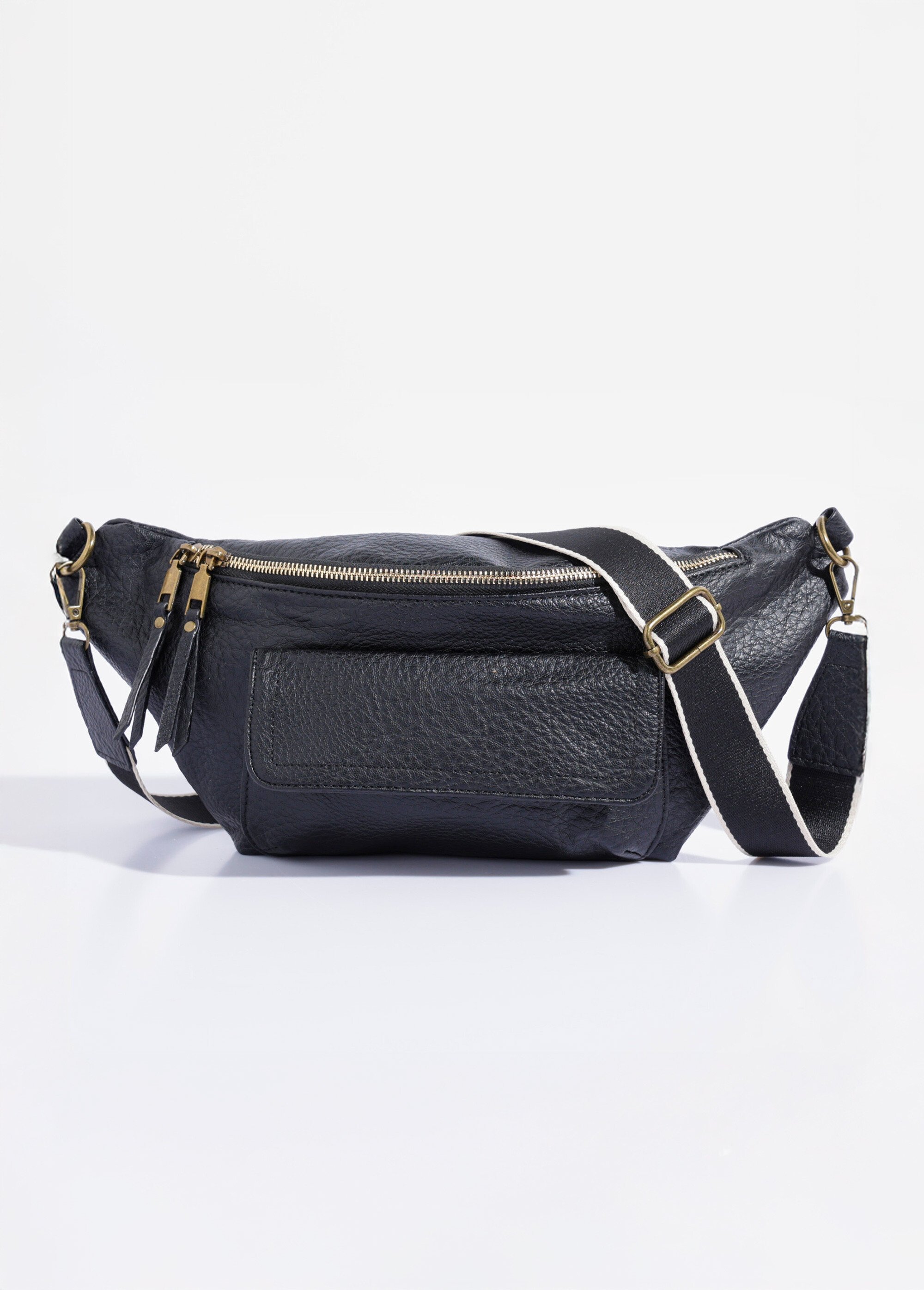 Sac banane multipoches effet vintage Femme Noir BAG-M327 FA1