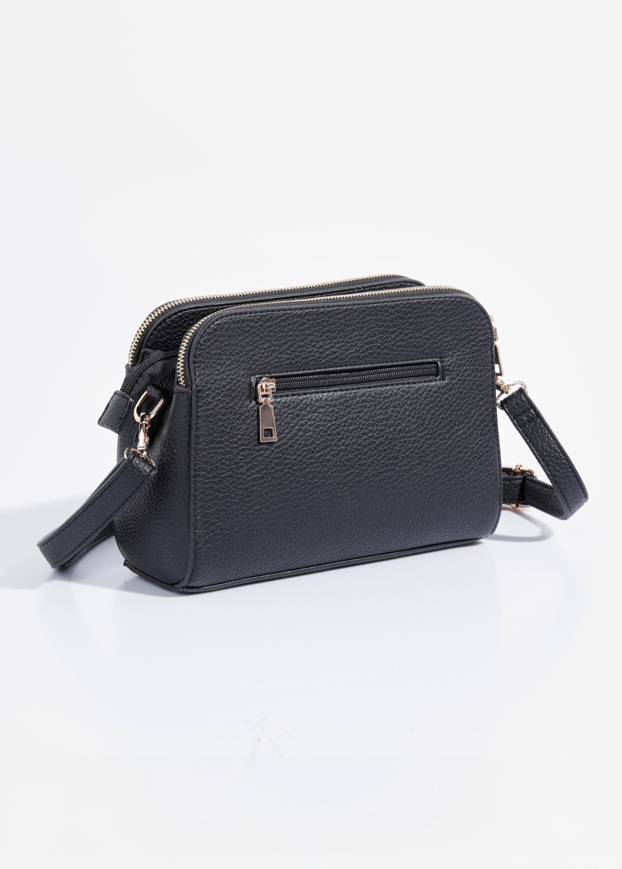 Sac compact multipoches avec détail métal Femme Noir BAG-M0018 DO1