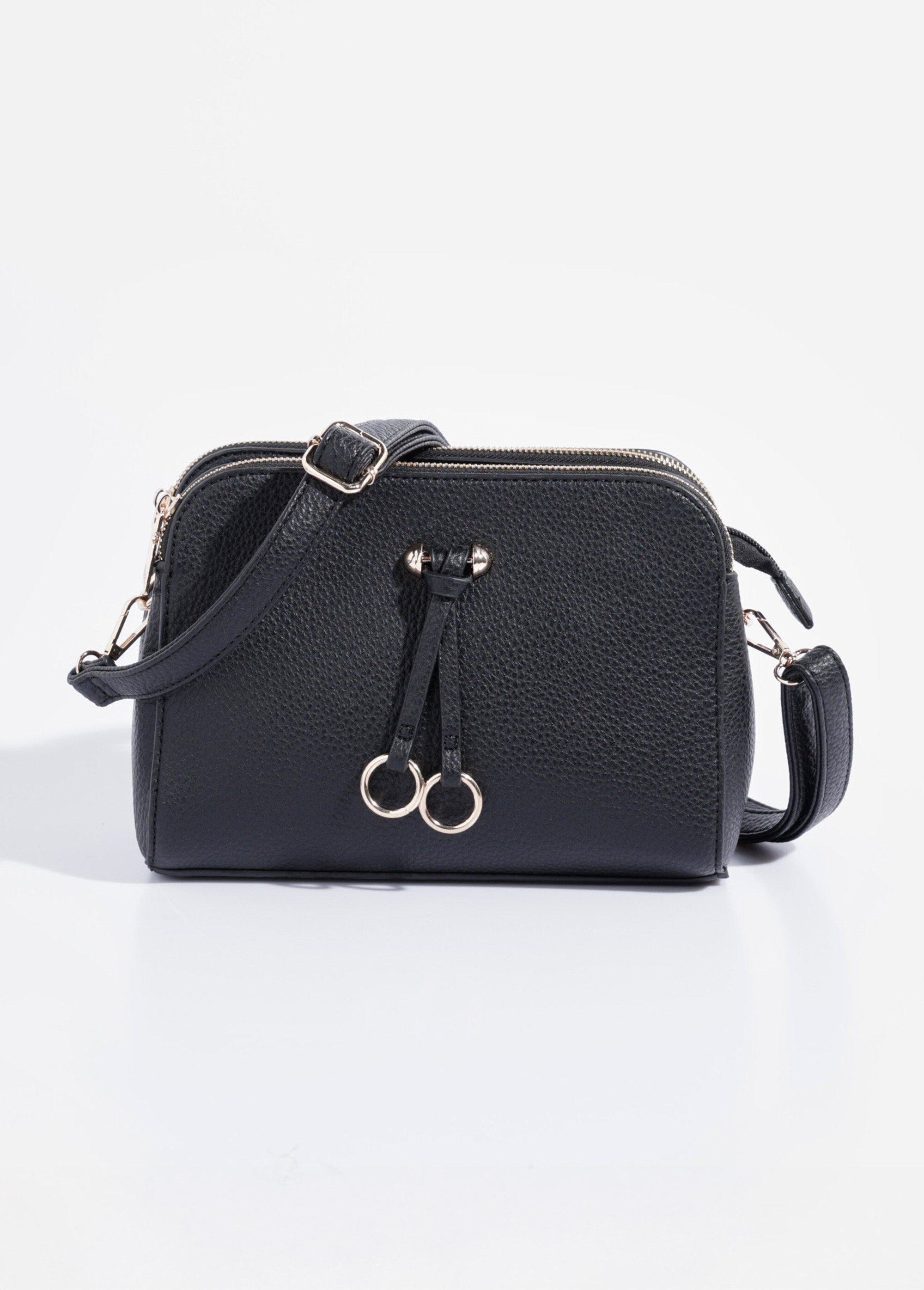 Sac compact multipoches avec détail métal Femme Noir BAG-M0018 FA1