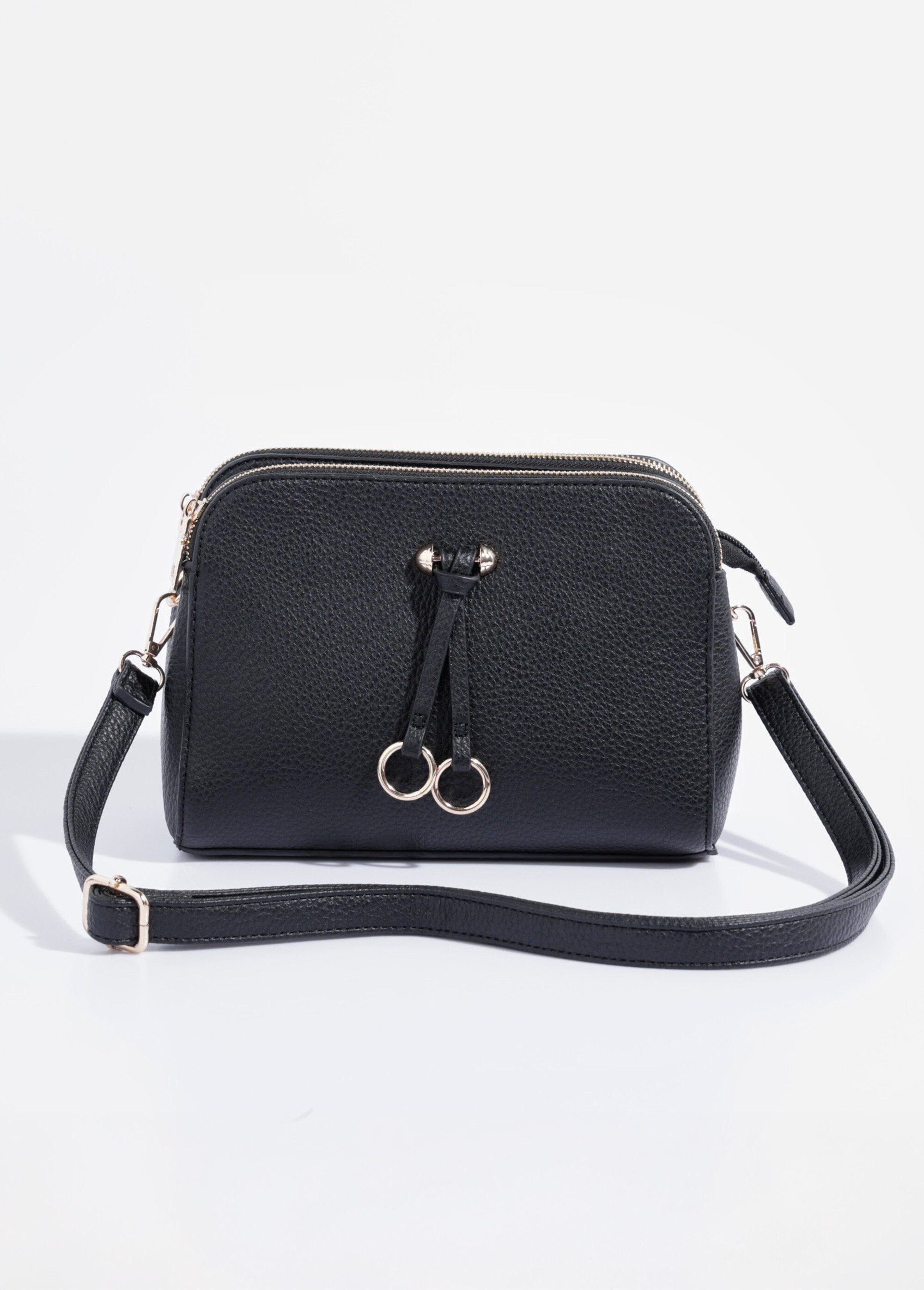 Sac compact multipoches avec détail métal Femme Noir BAG-M0018 FA2