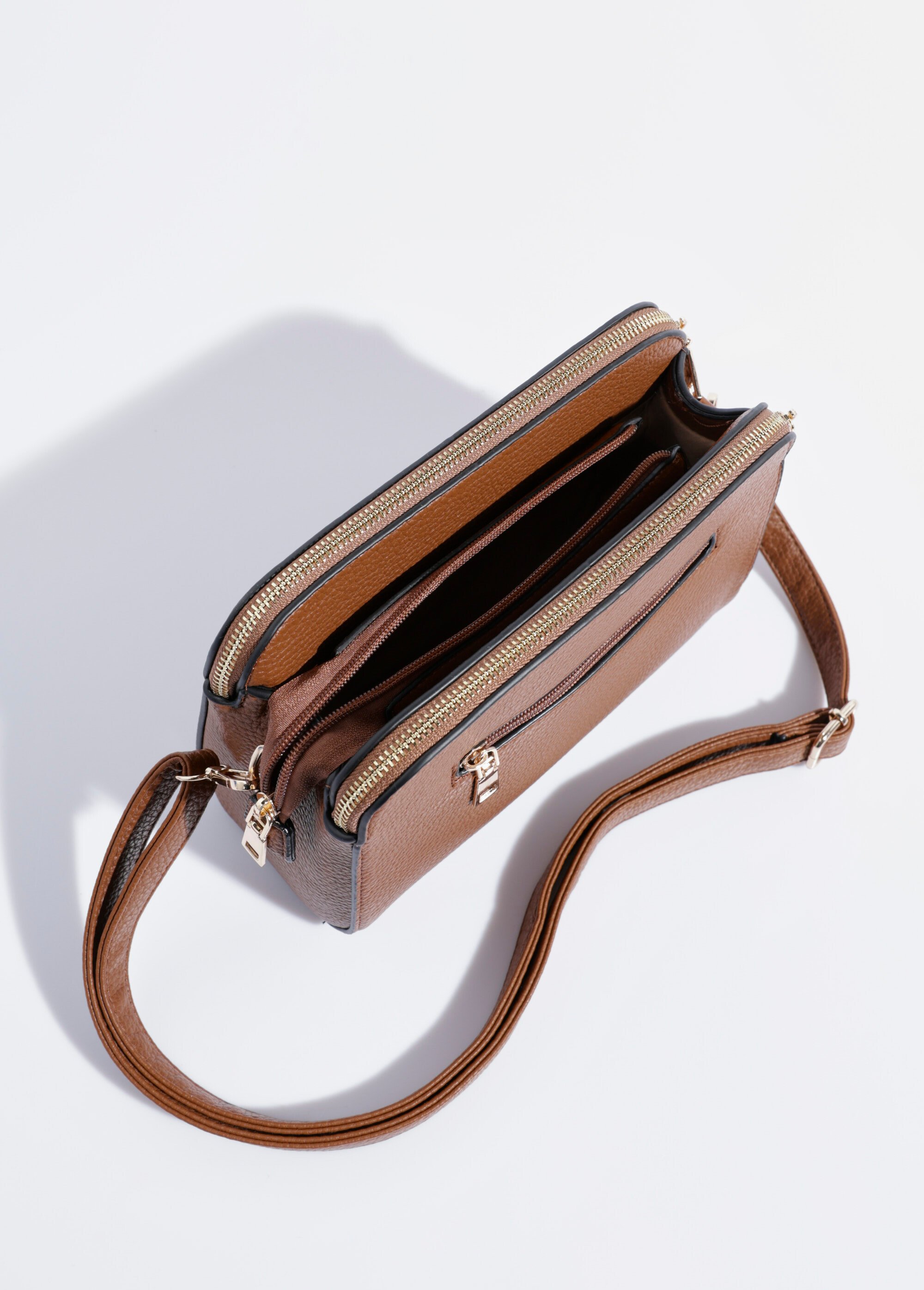 Sac compact multipoches avec détail métal Femme Marron BAG-M0018 DE1