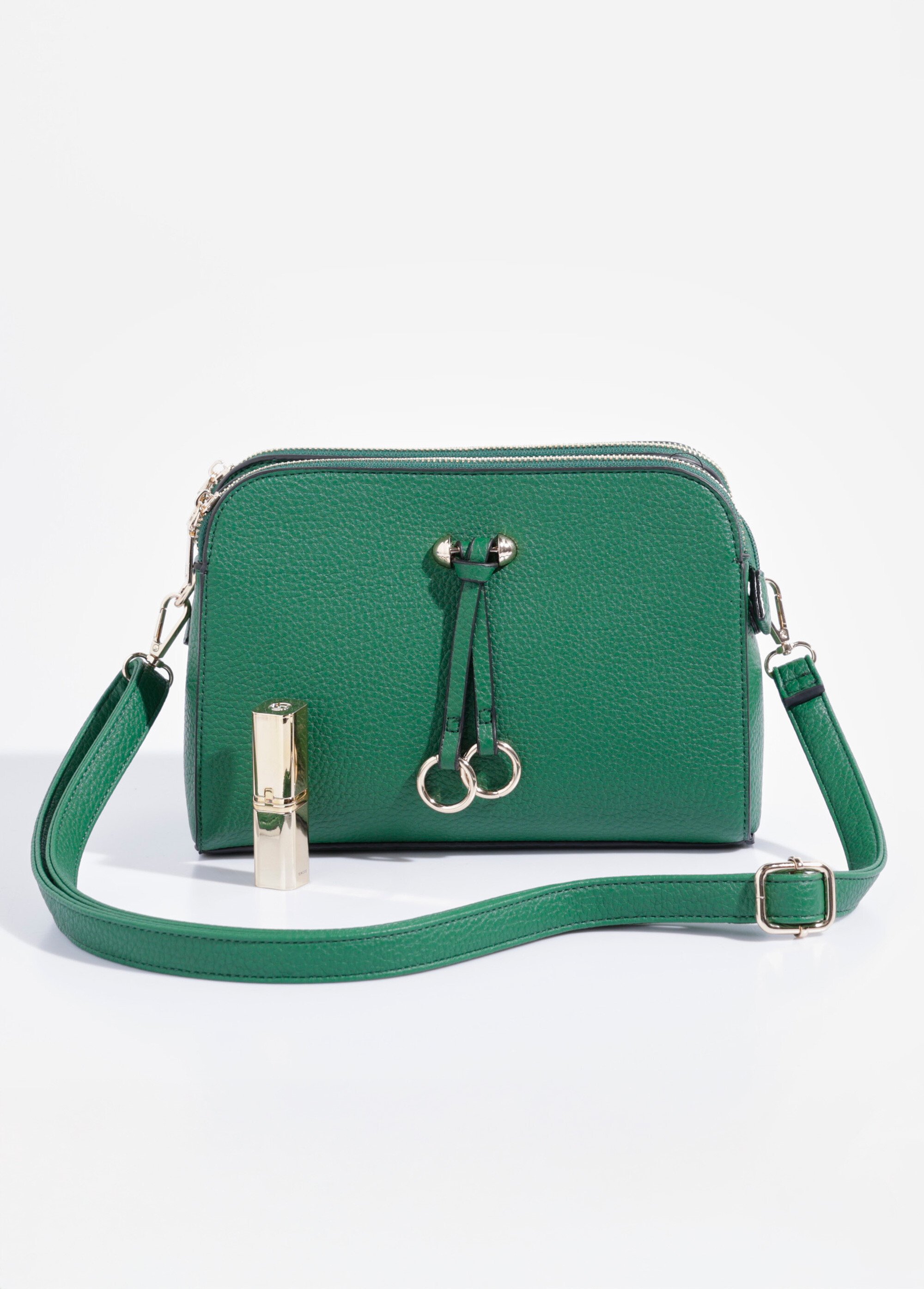 Sac compact multipoches avec détail métal Femme Vert BAG-M0018 FA2